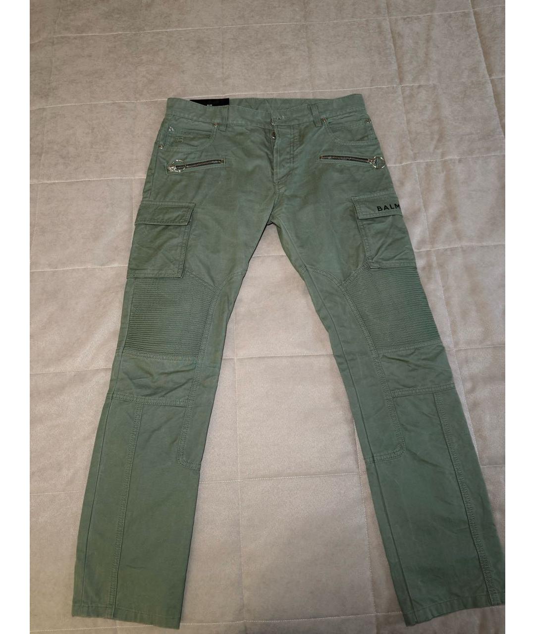 BALMAIN Хаки хлопковые повседневные брюки, фото 9