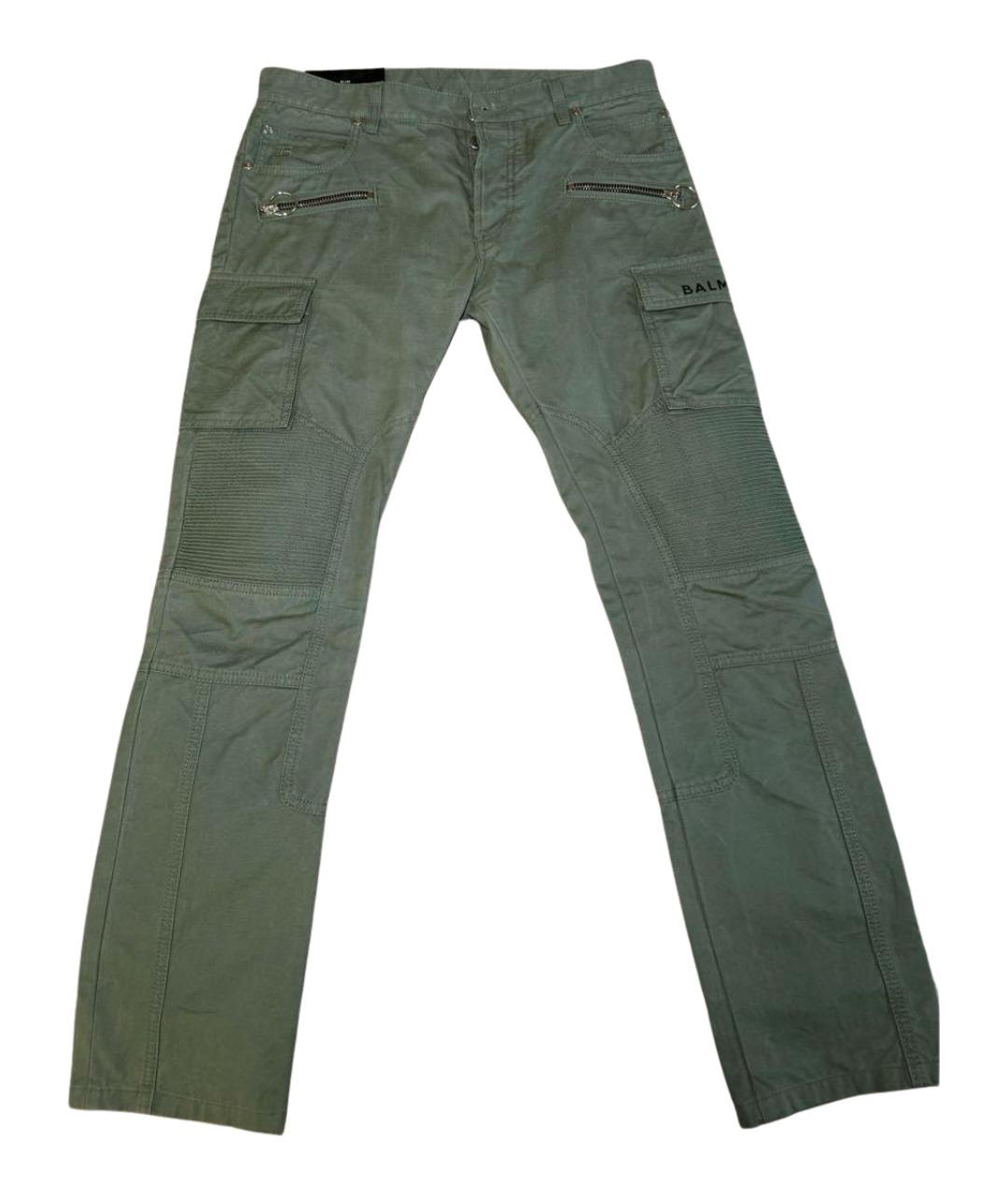 BALMAIN Хаки хлопковые повседневные брюки, фото 1