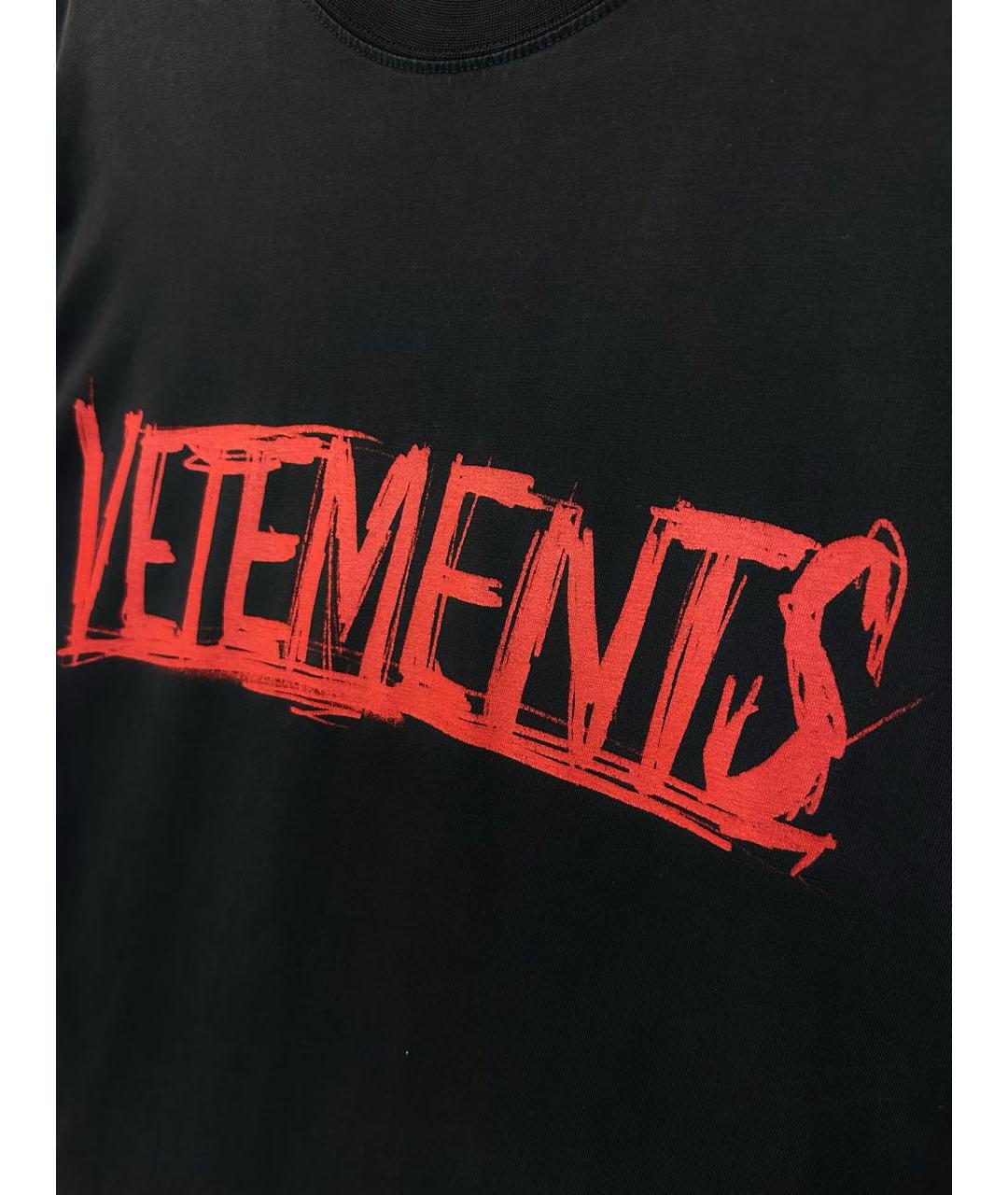 VETEMENTS Черная хлопко-эластановая футболка, фото 5