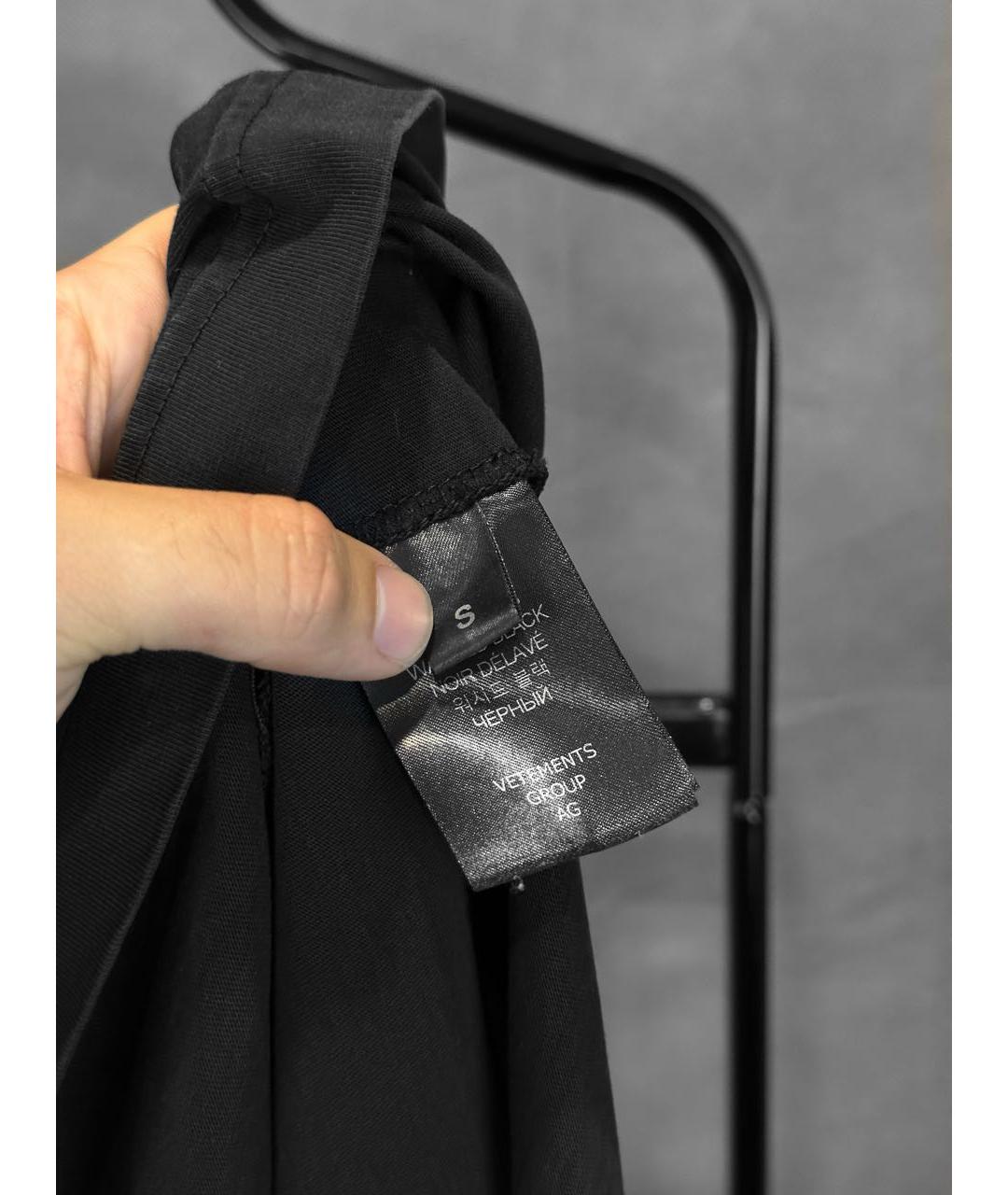 VETEMENTS Черная хлопко-эластановая футболка, фото 8