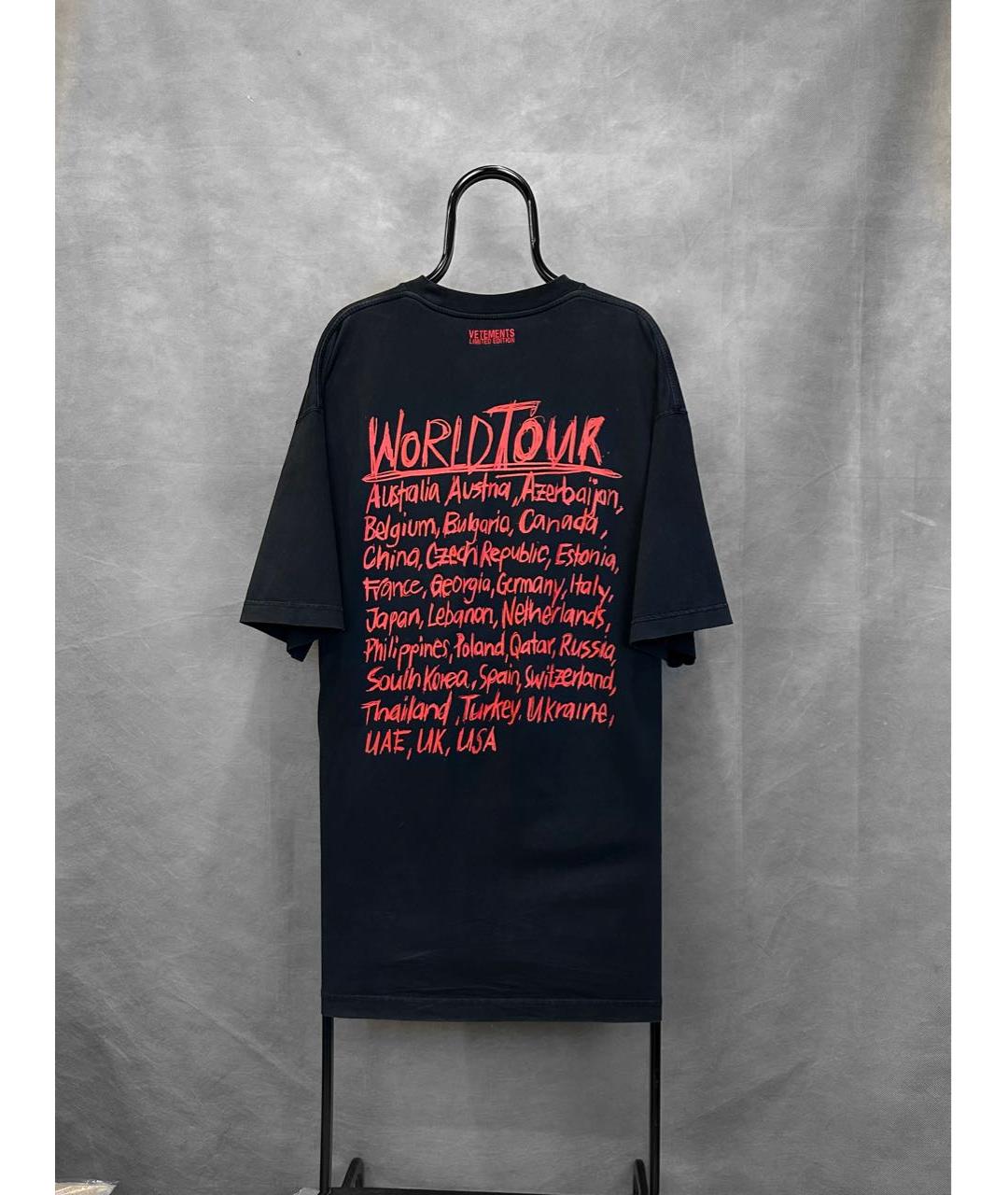 VETEMENTS Черная хлопко-эластановая футболка, фото 2