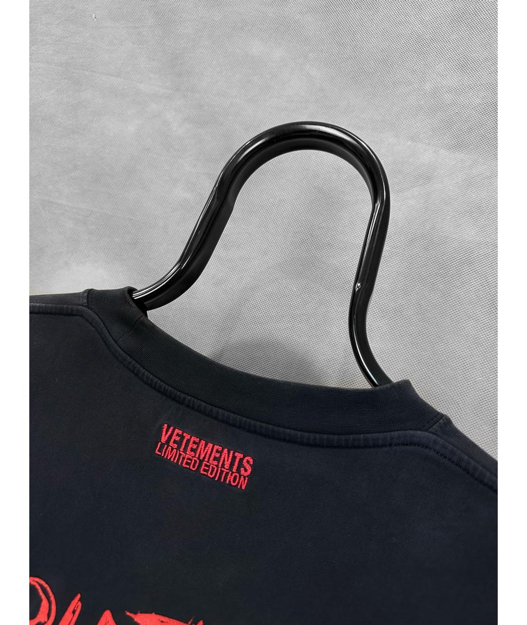 VETEMENTS Черная хлопко-эластановая футболка, фото 4