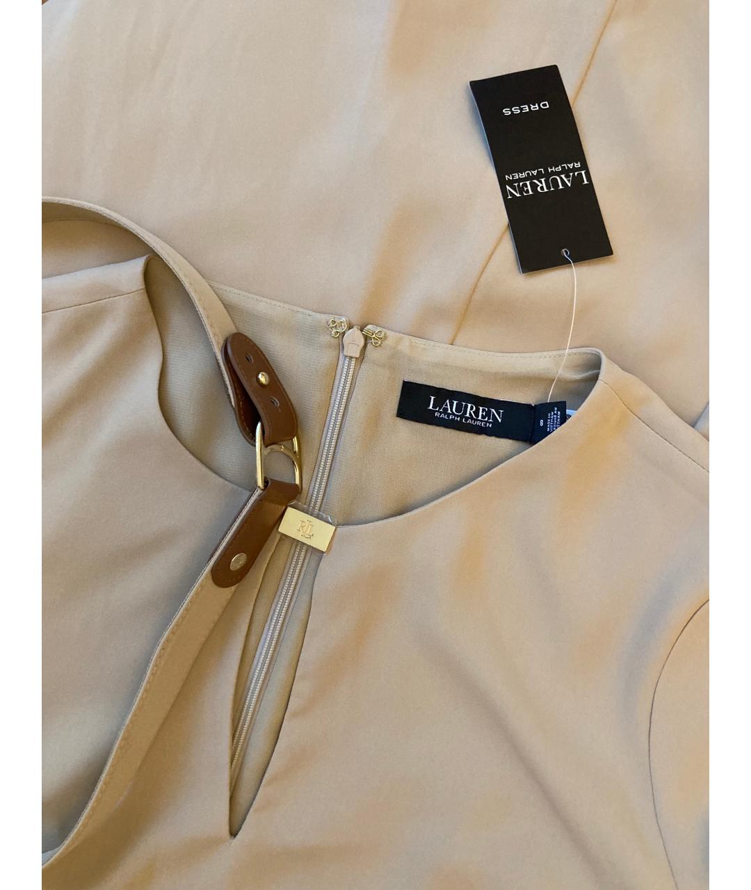 RALPH LAUREN Бежевое полиэстеровое платье, фото 3