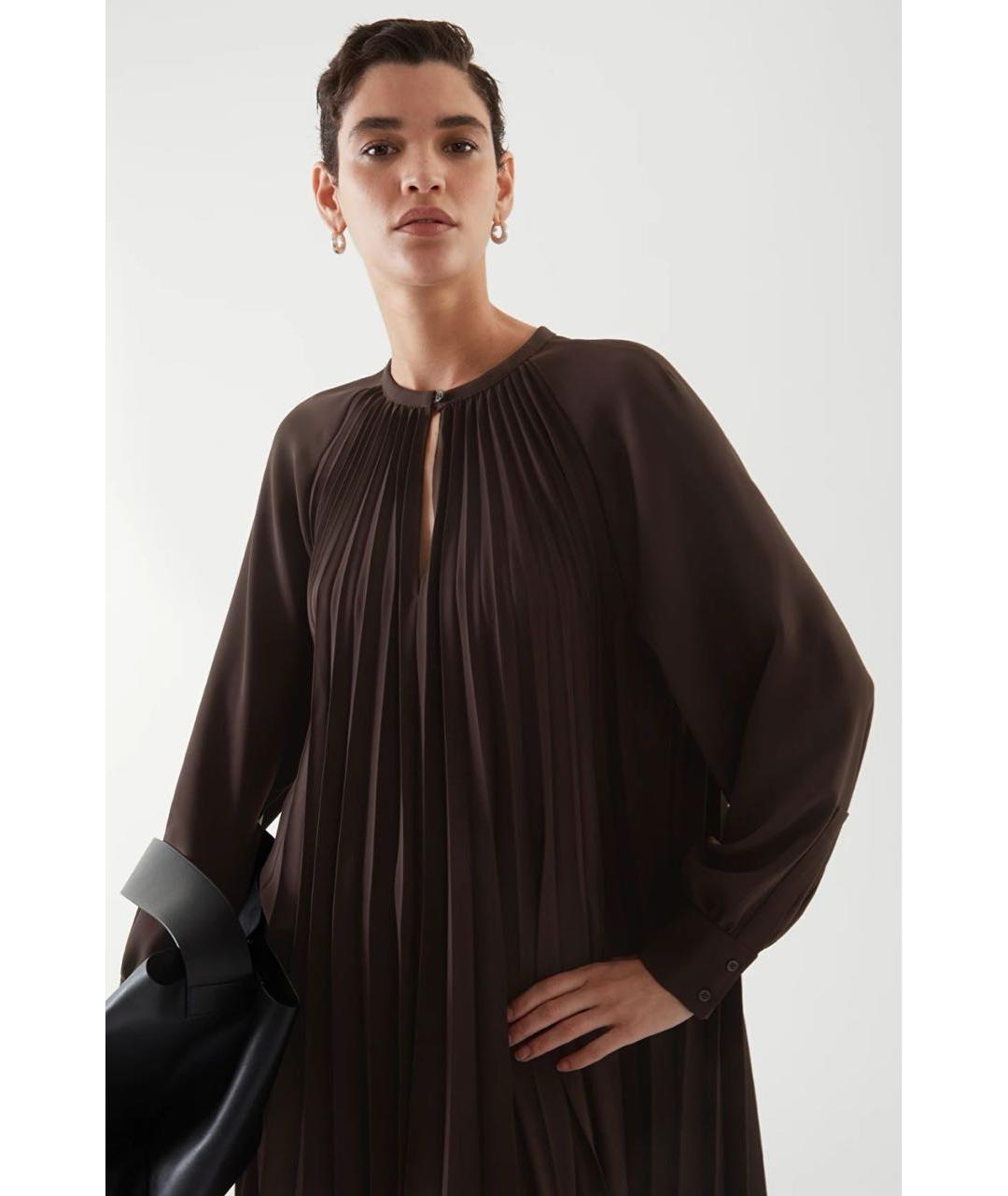 COS Коричневое полиэстеровое повседневное платье, фото 3