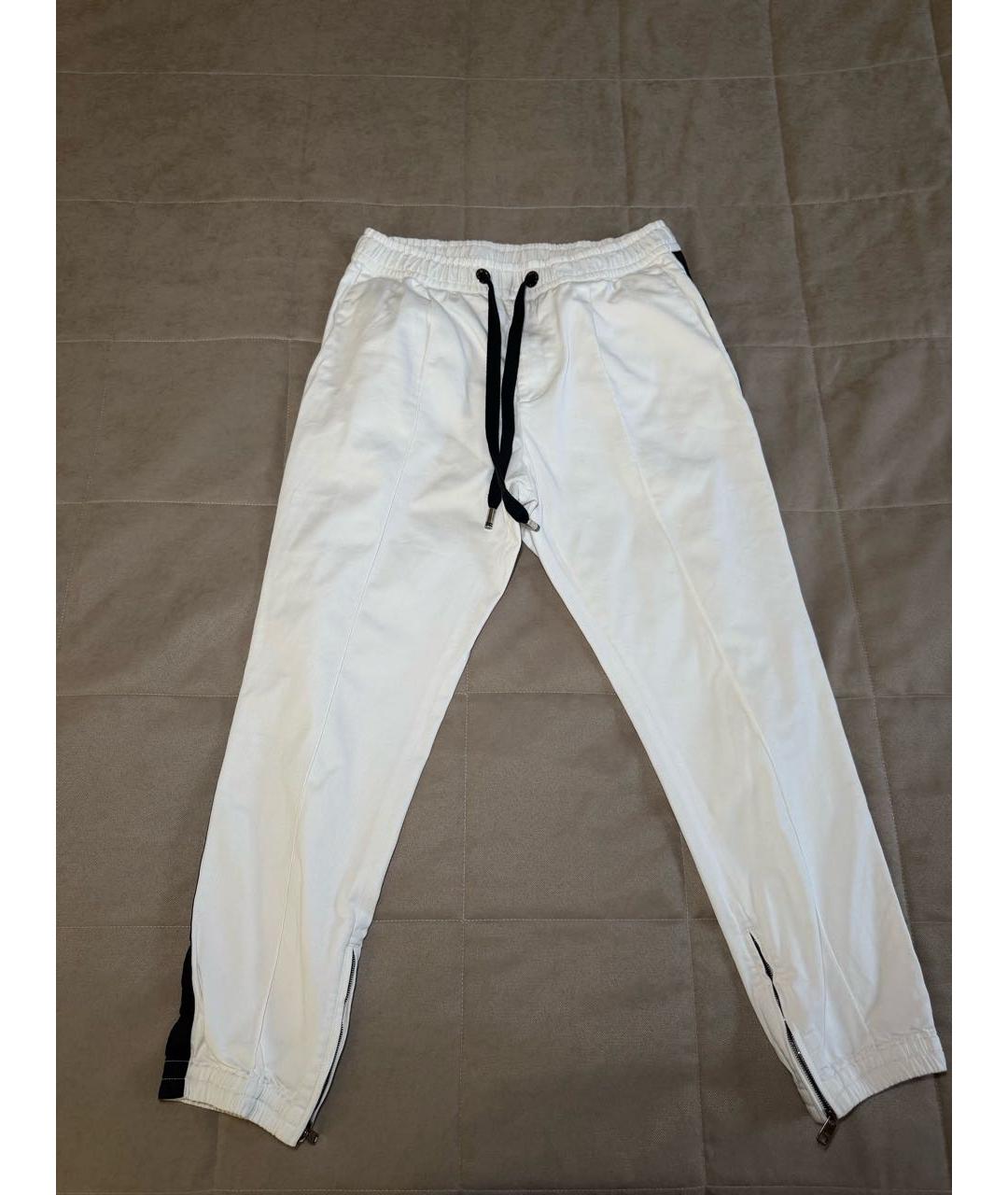 DOLCE&GABBANA Белые хлопко-эластановые повседневные брюки, фото 9