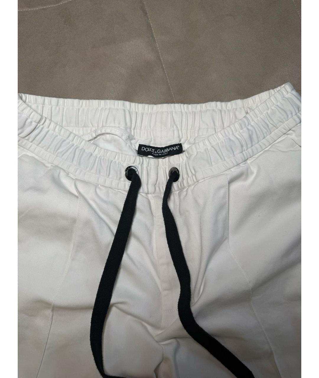 DOLCE&GABBANA Белые хлопко-эластановые повседневные брюки, фото 3