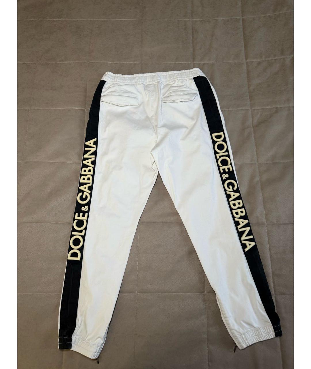 DOLCE&GABBANA Белые хлопко-эластановые повседневные брюки, фото 2