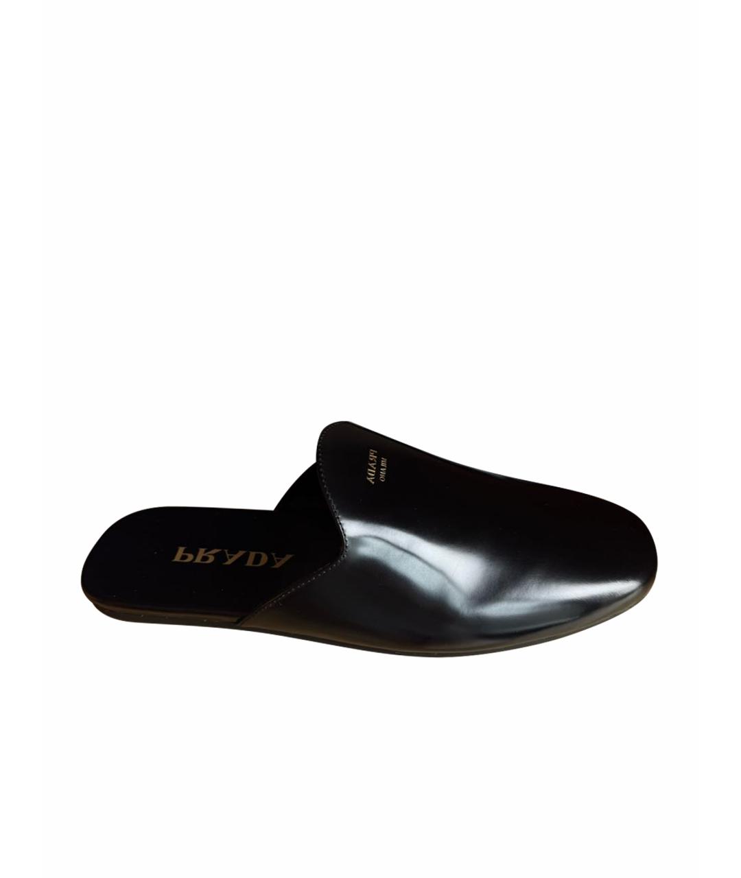 PRADA Черные кожаные мюли, фото 1
