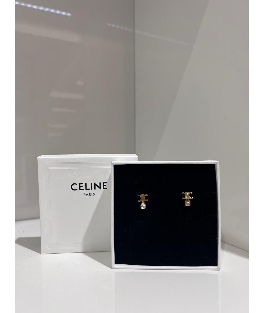 CELINE Золотые латунные серьги, фото 2