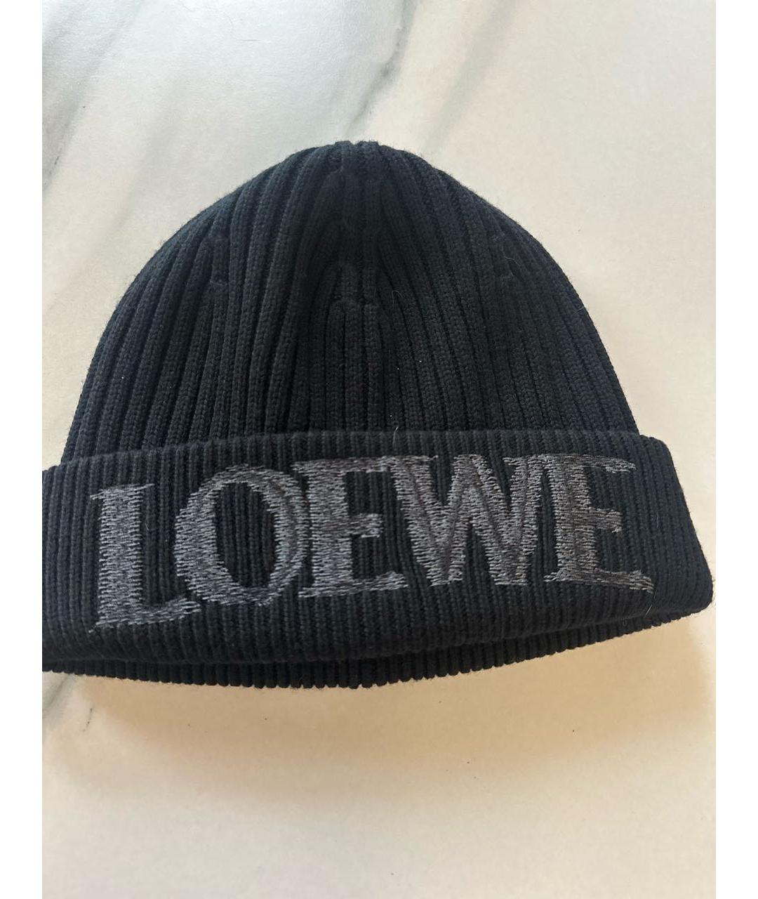 LOEWE Черная шерстяная шапка, фото 3