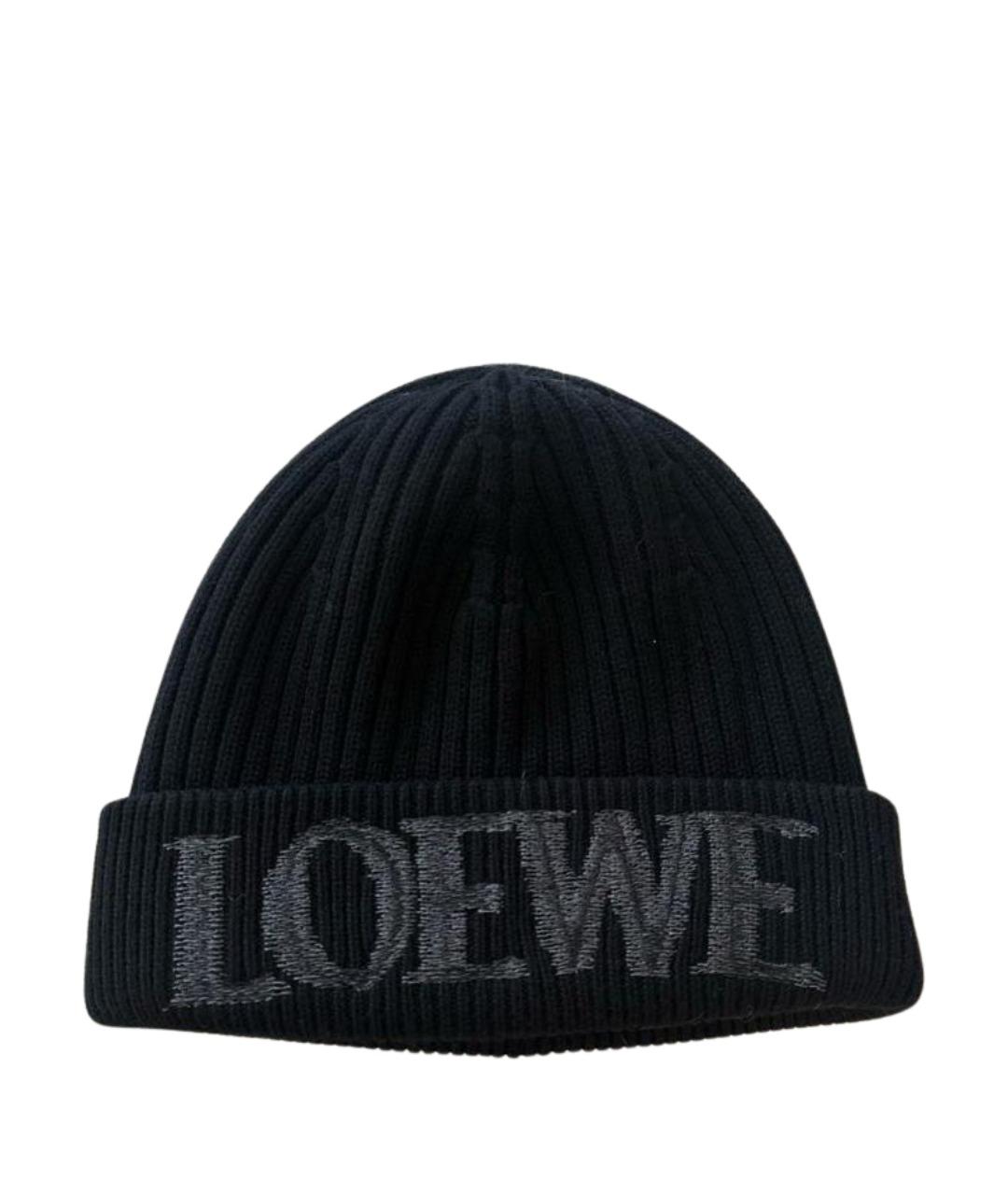 LOEWE Черная шерстяная шапка, фото 1