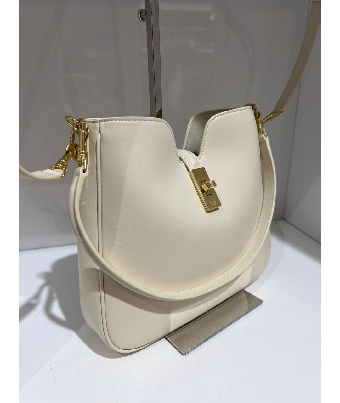 CELINE Белая кожаная сумка через плечо, фото 3