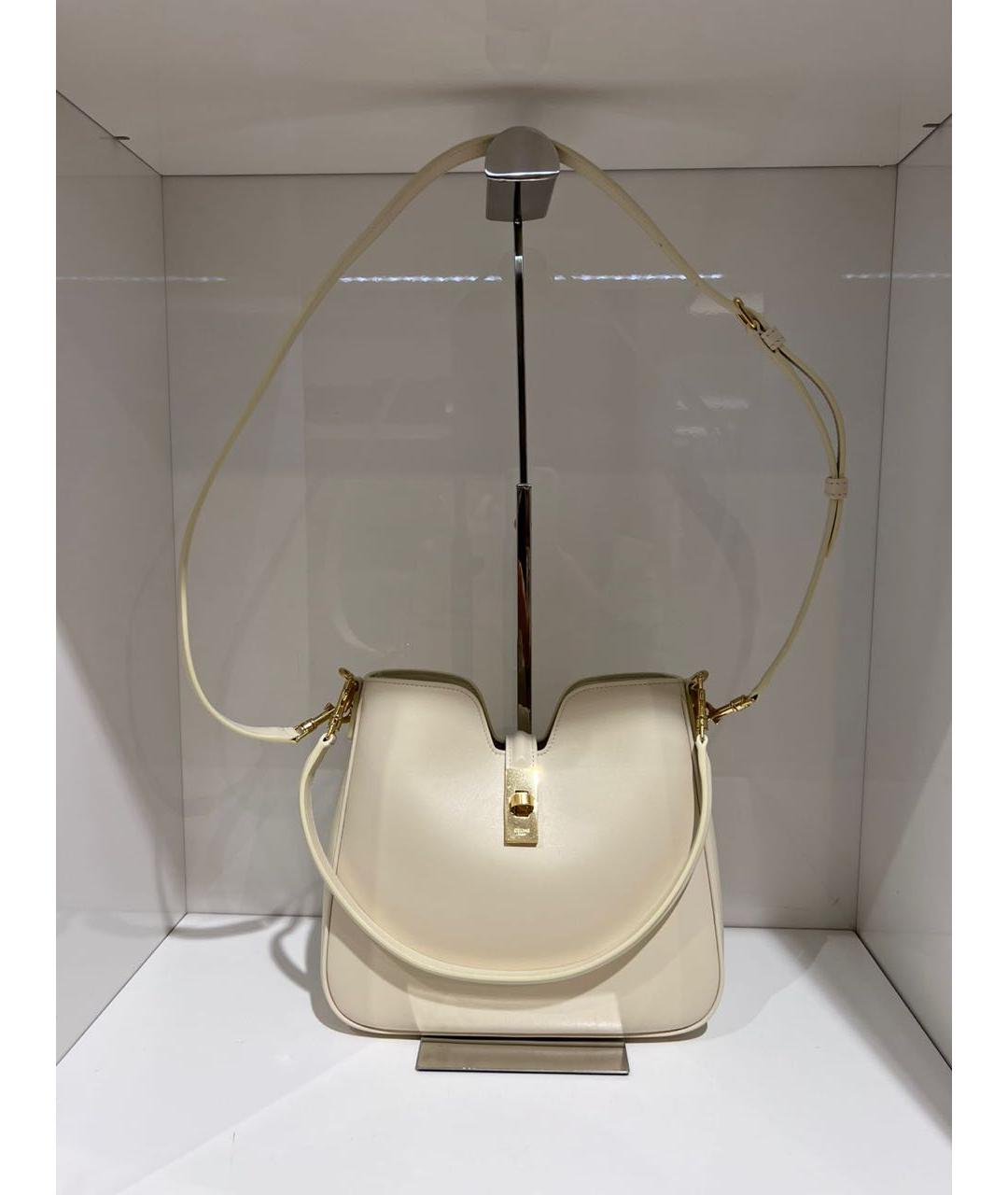 CELINE Белая кожаная сумка через плечо, фото 2