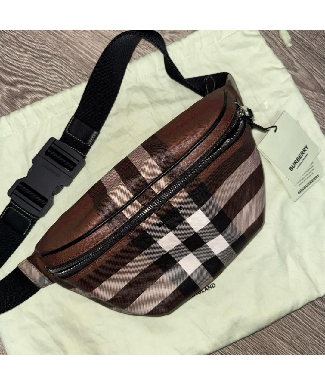 BURBERRY Коричневая кожаная поясная сумка, фото 2