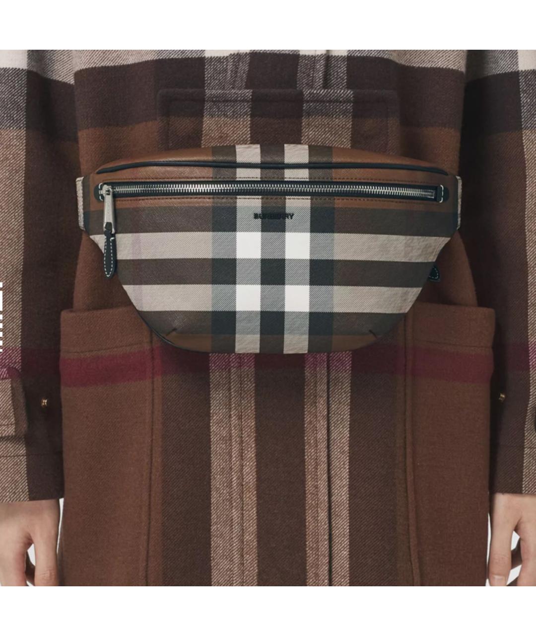 BURBERRY Коричневая кожаная поясная сумка, фото 7