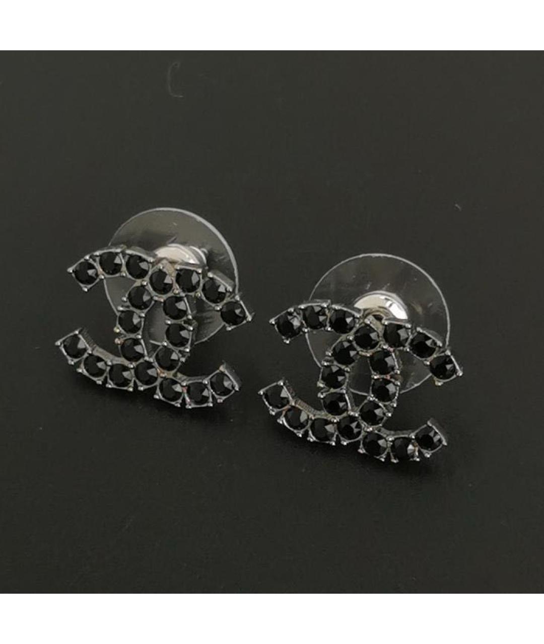 CHANEL Черные металлические серьги, фото 5