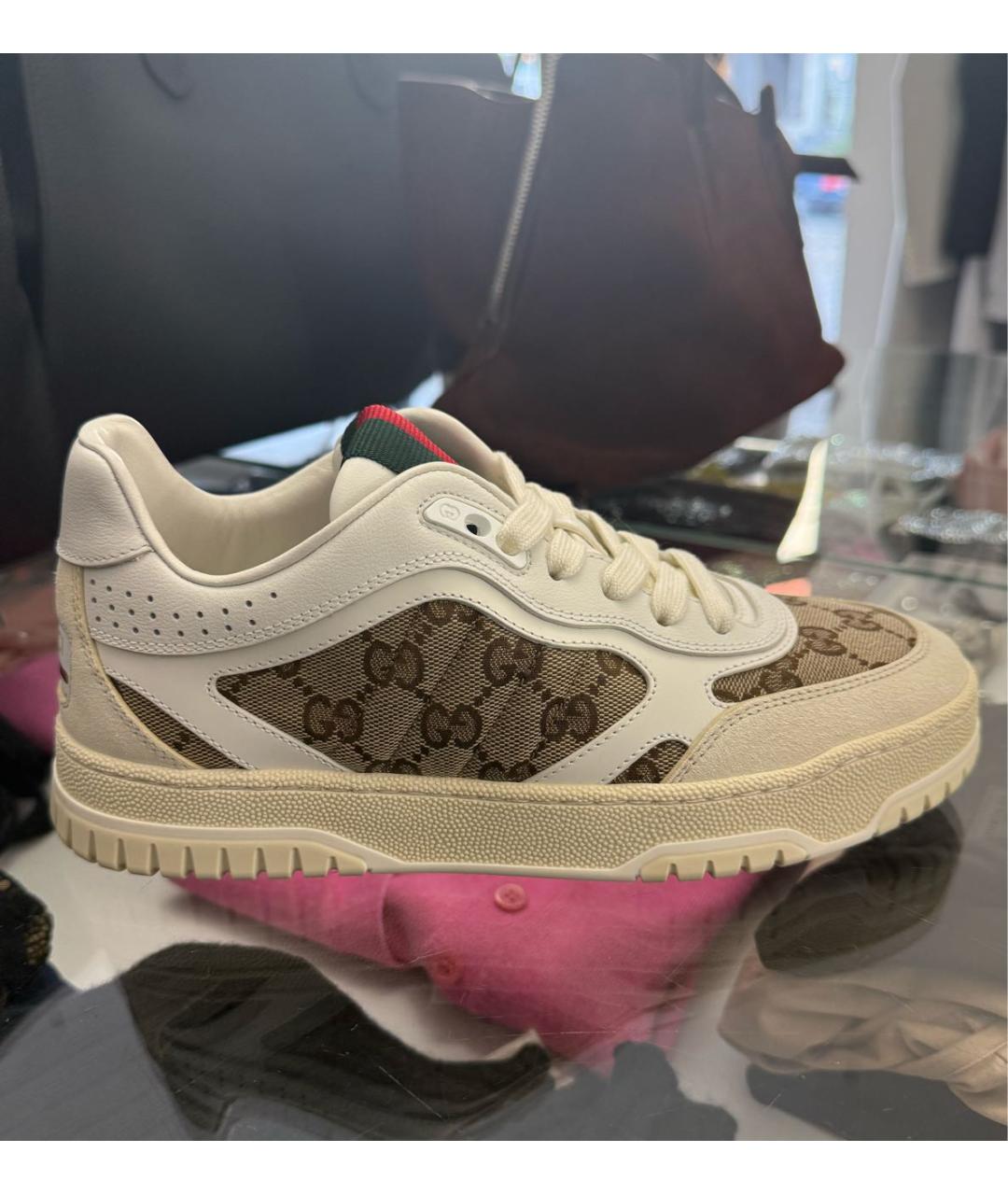 GUCCI Бежевые кожаные кеды, фото 7