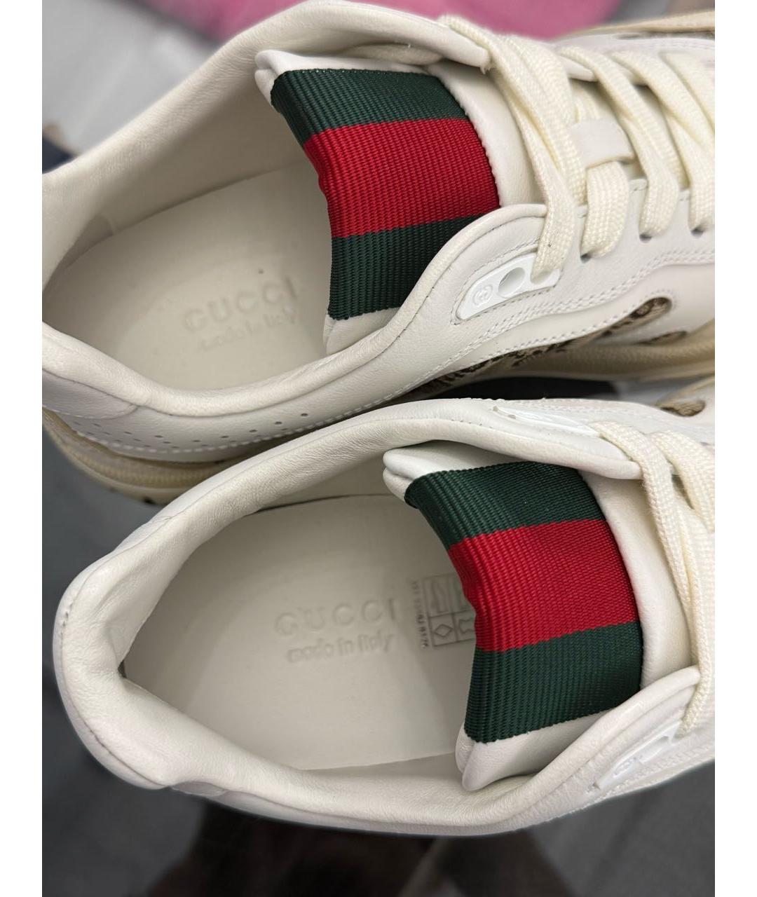 GUCCI Бежевые кожаные кеды, фото 4