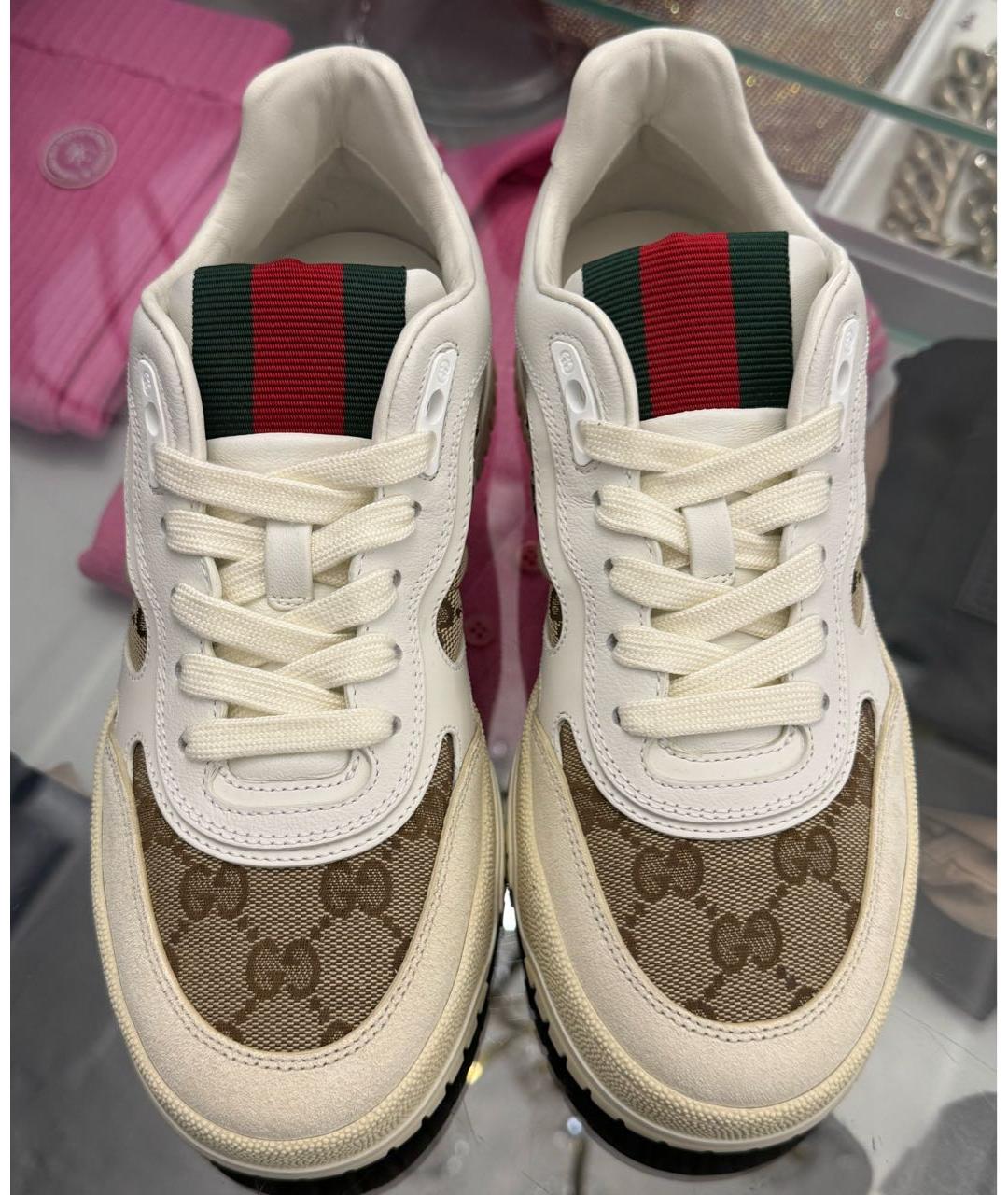 GUCCI Бежевые кожаные кеды, фото 2