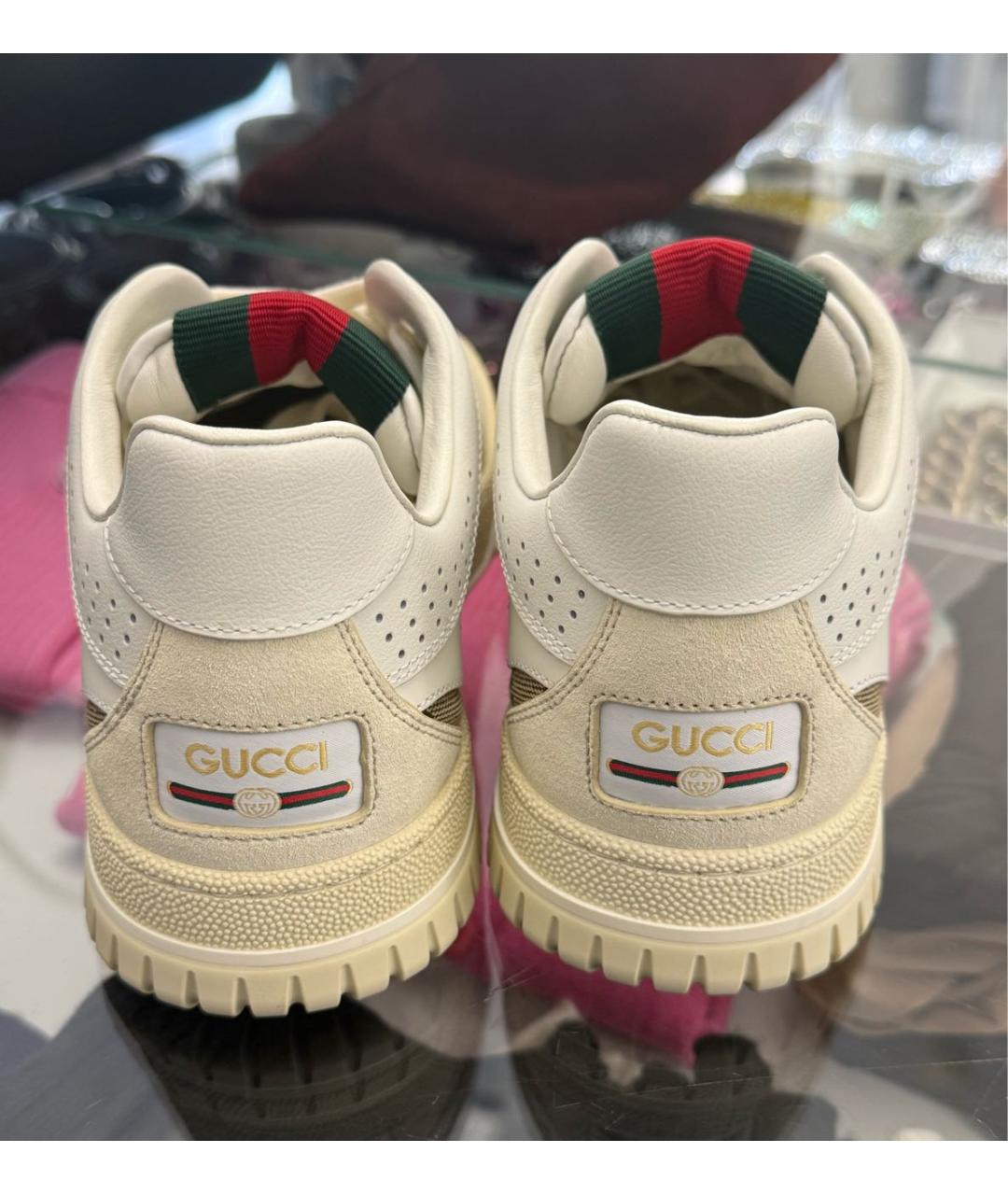 GUCCI Бежевые кожаные кеды, фото 3