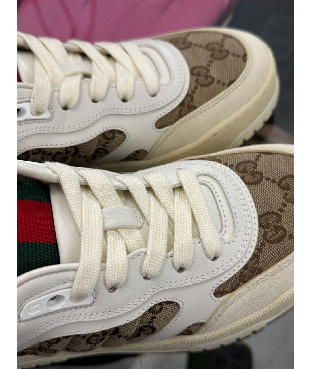 GUCCI Бежевые кожаные кеды, фото 5