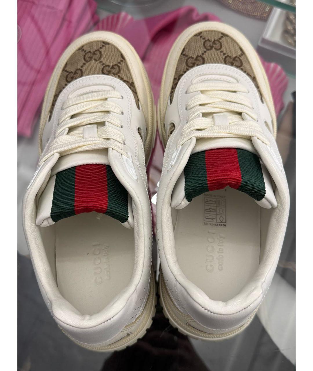 GUCCI Бежевые кожаные кеды, фото 6