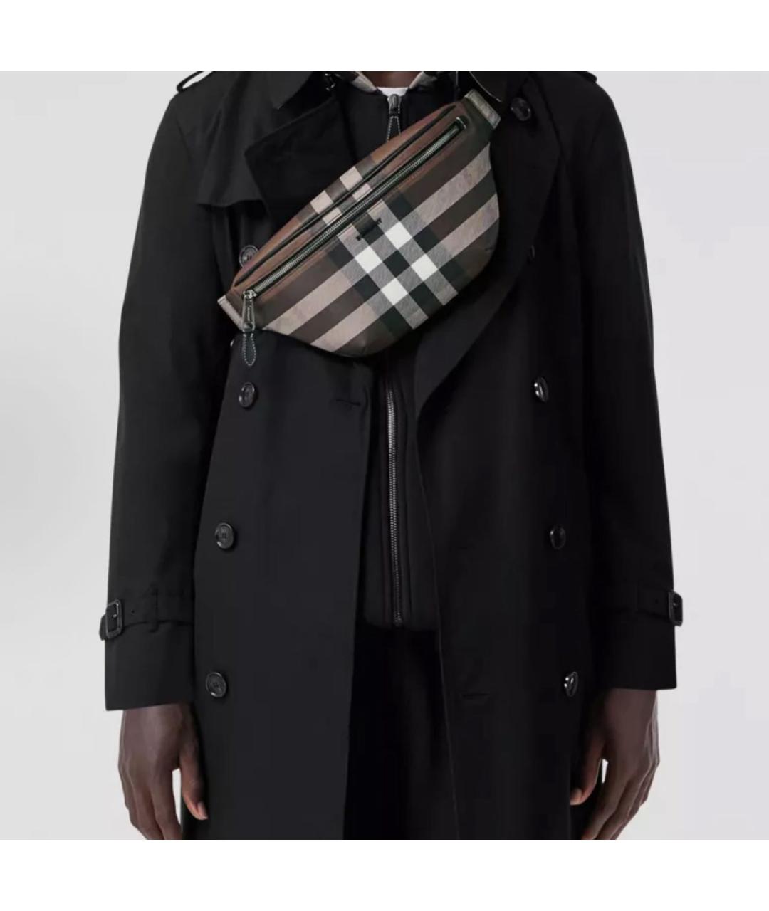 BURBERRY Коричневая кожаная поясная сумка, фото 3