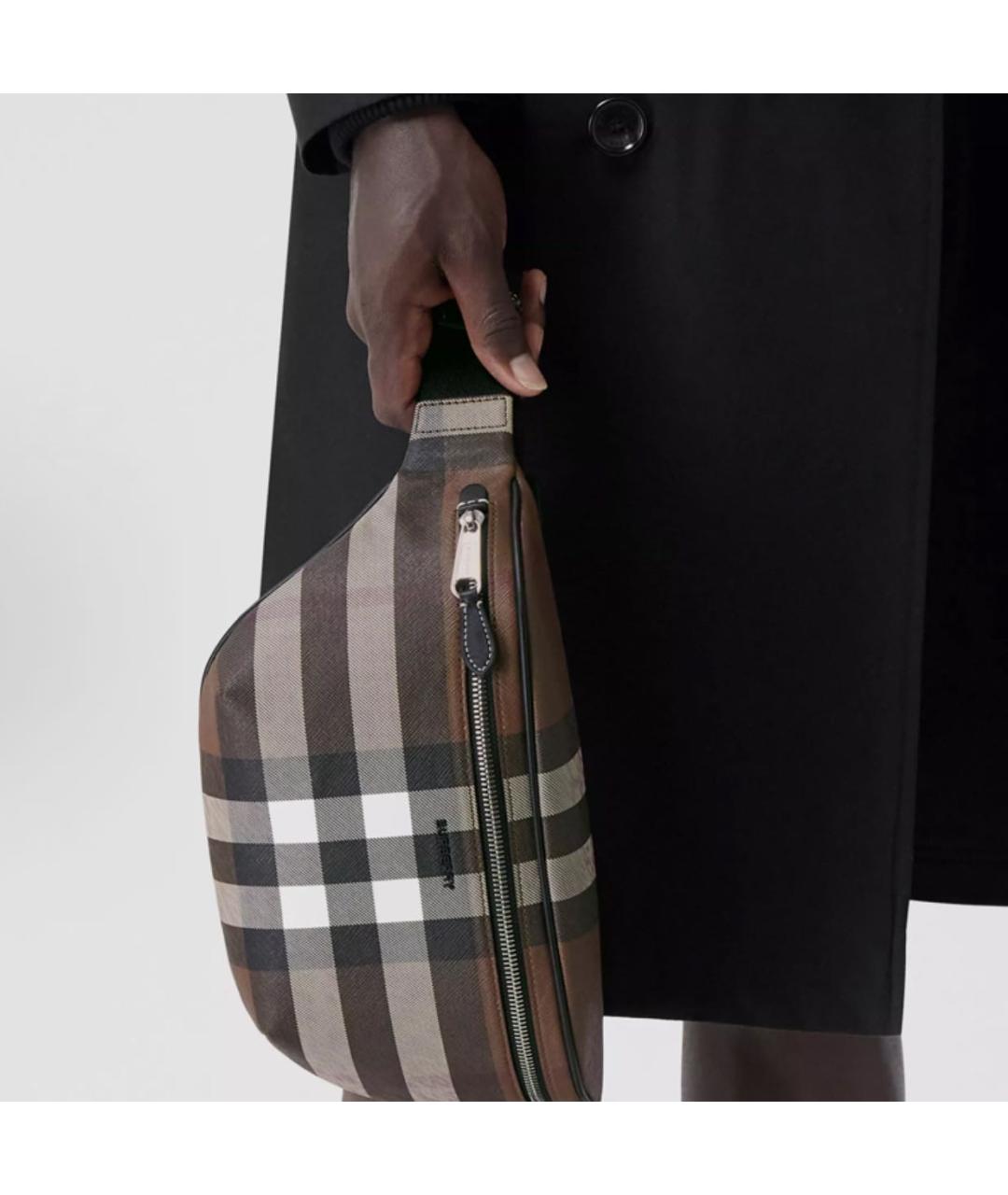 BURBERRY Коричневая кожаная поясная сумка, фото 2