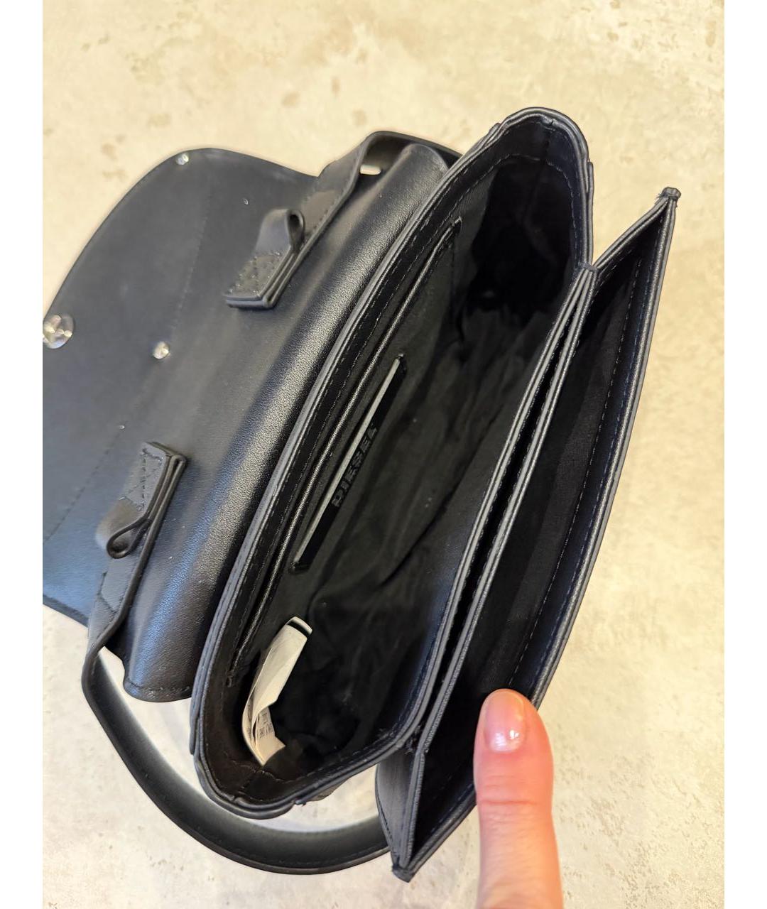 DIESEL Черная кожаная сумка через плечо, фото 5