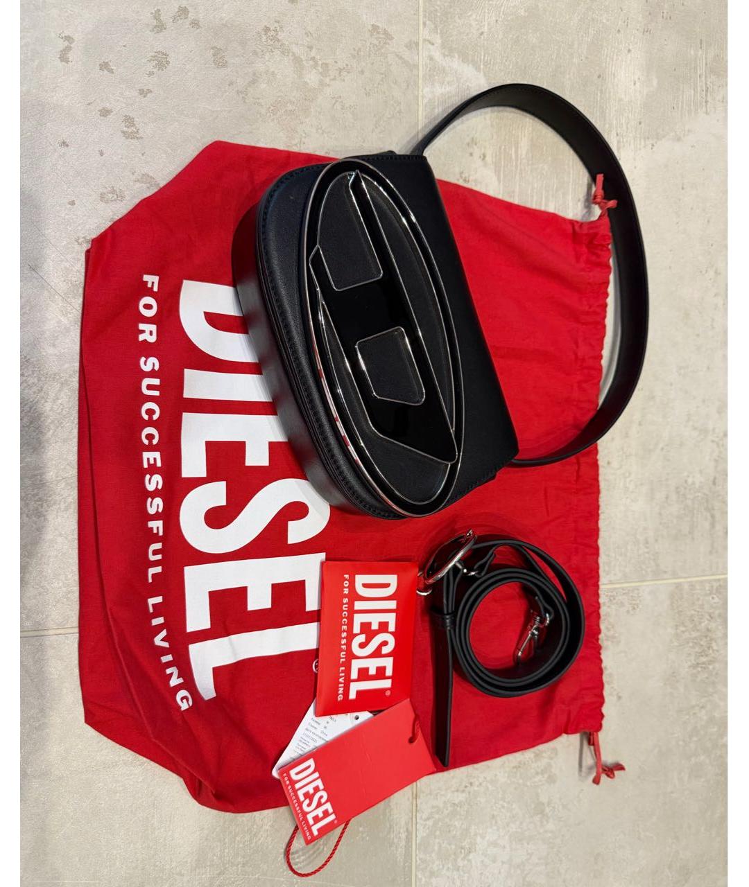 DIESEL Черная кожаная сумка через плечо, фото 4