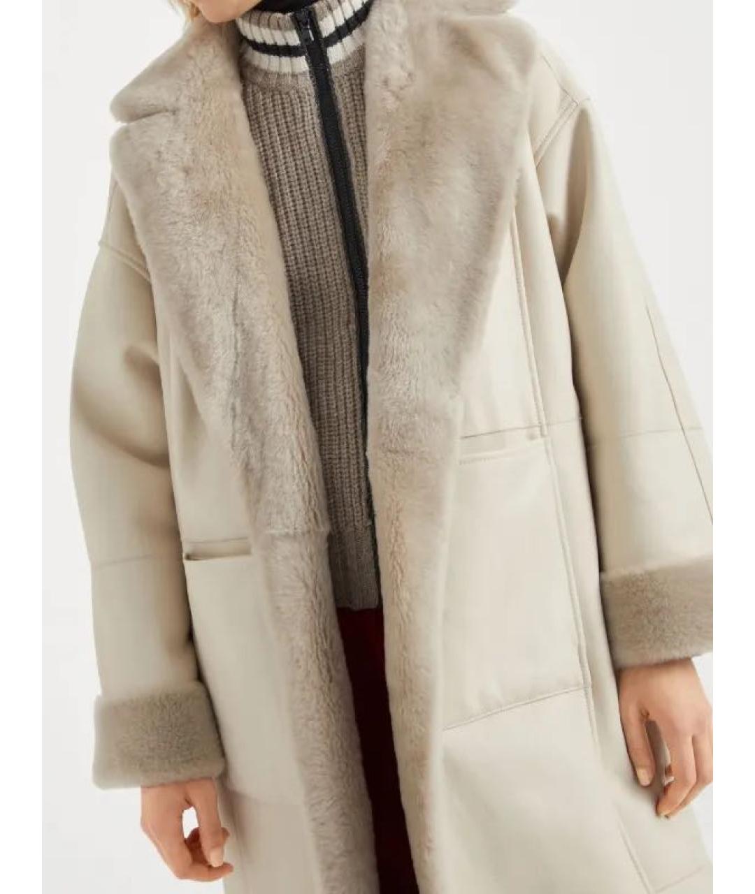 BRUNELLO CUCINELLI Бежевая меховая дубленка, фото 7