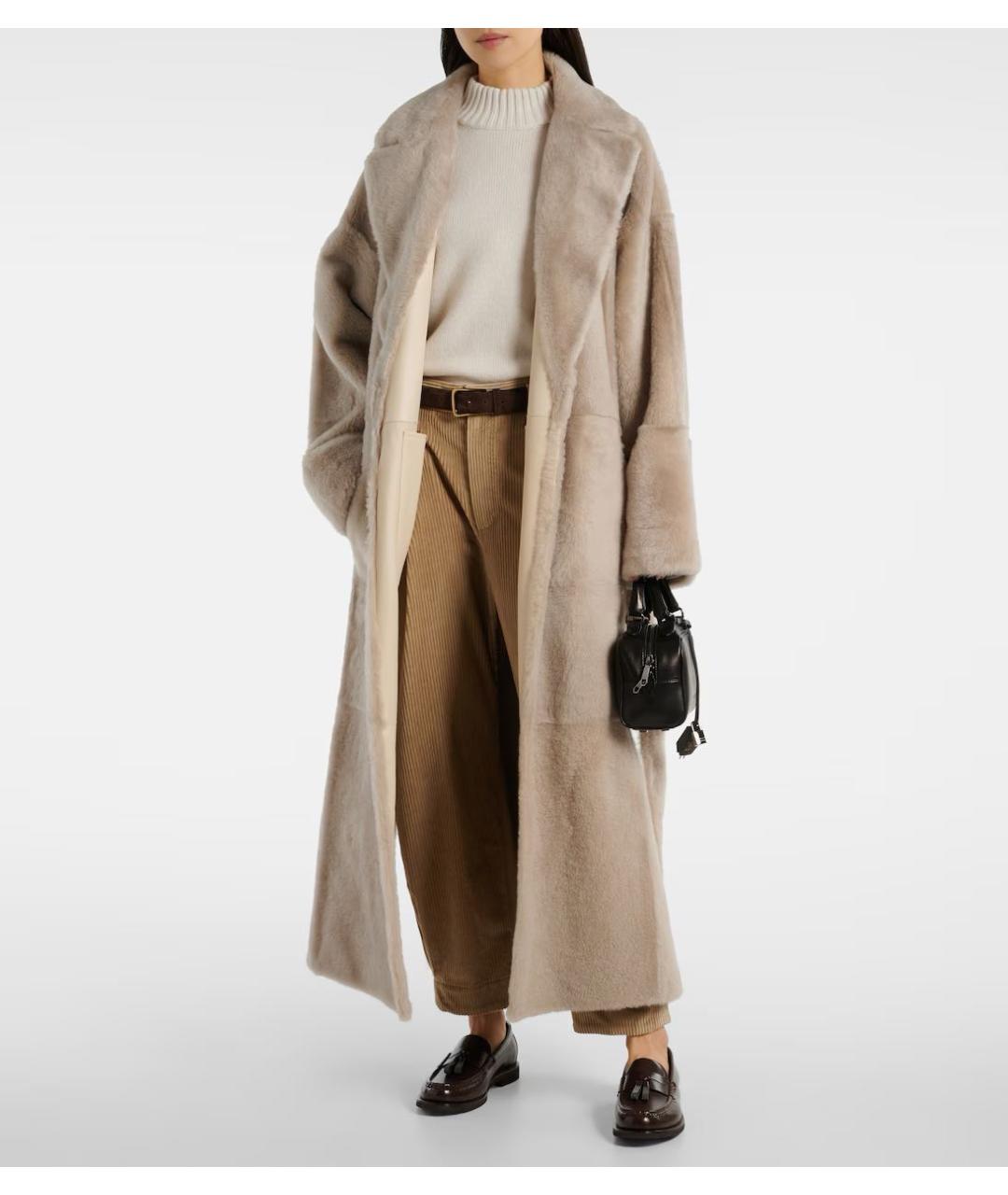 BRUNELLO CUCINELLI Бежевая меховая дубленка, фото 2