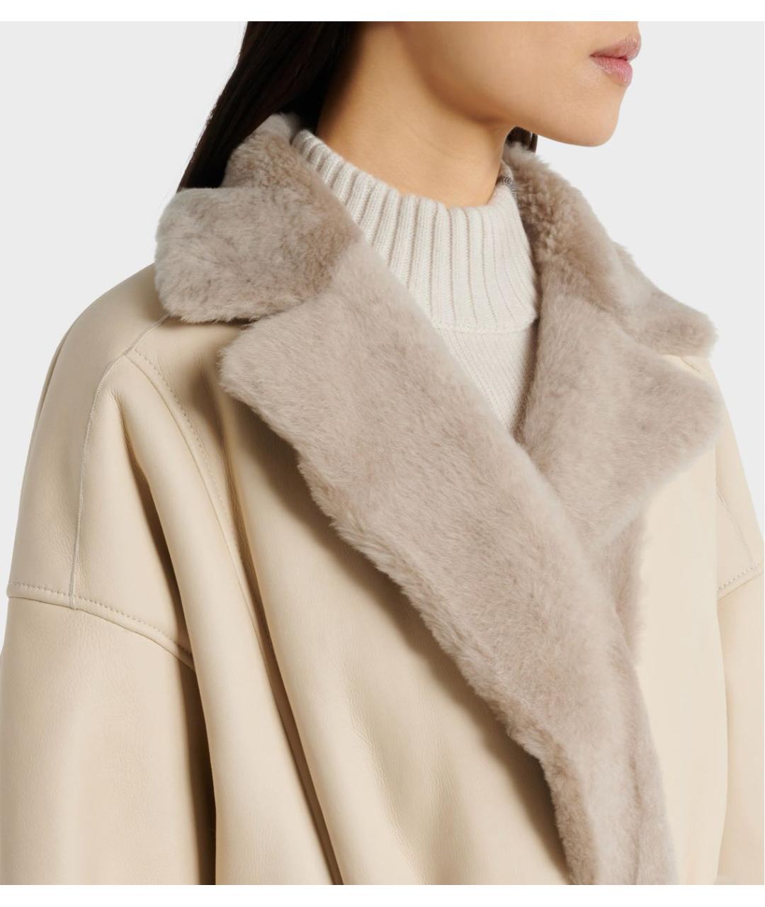 BRUNELLO CUCINELLI Бежевая меховая дубленка, фото 4