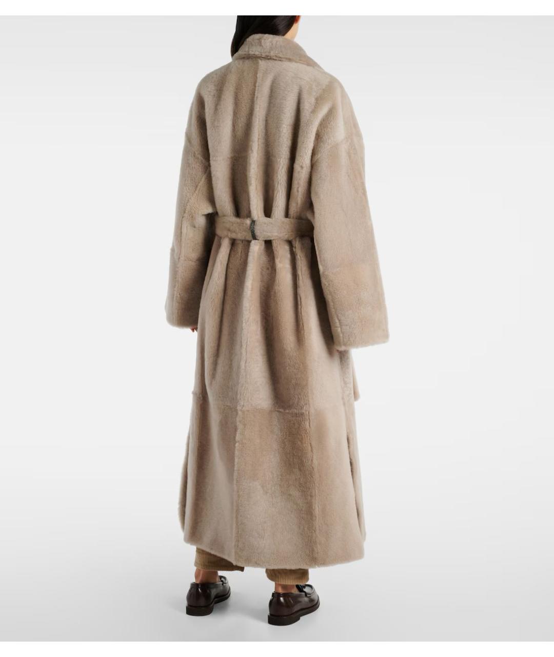 BRUNELLO CUCINELLI Бежевая меховая дубленка, фото 3