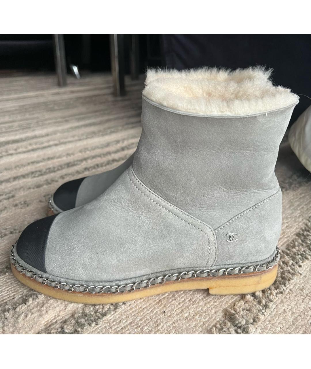 CHANEL Серые замшевые ботинки, фото 9