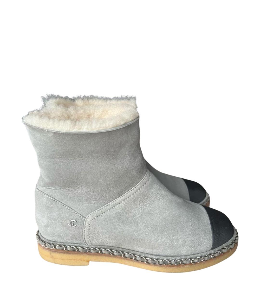 CHANEL Серые замшевые ботинки, фото 1