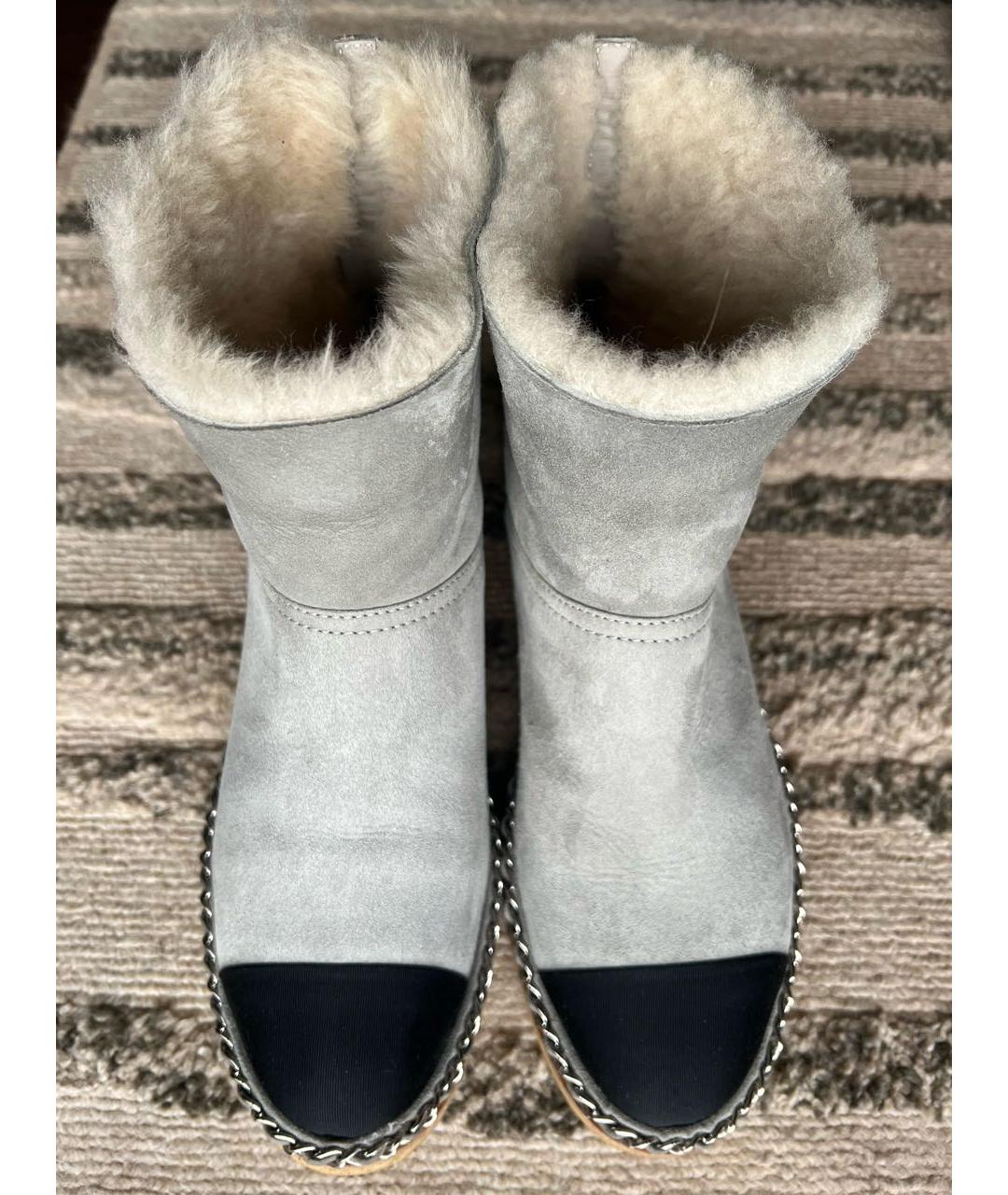 CHANEL Серые замшевые ботинки, фото 5