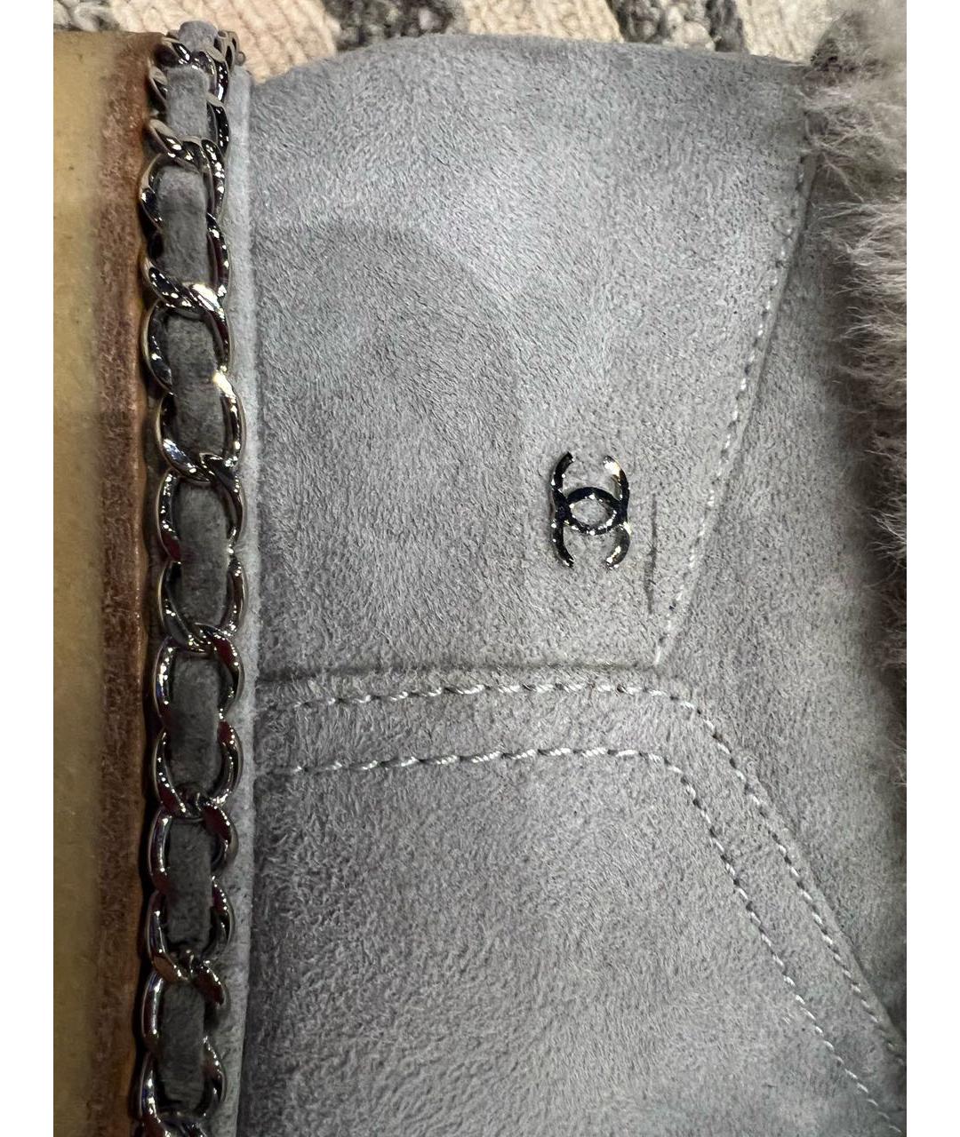 CHANEL Серые замшевые ботинки, фото 8