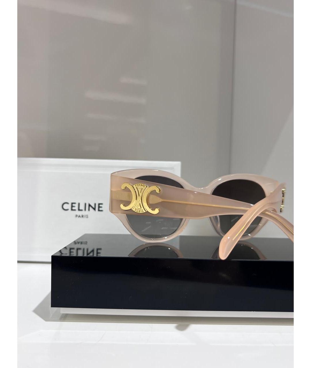 CELINE Бежевые пластиковые солнцезащитные очки, фото 2