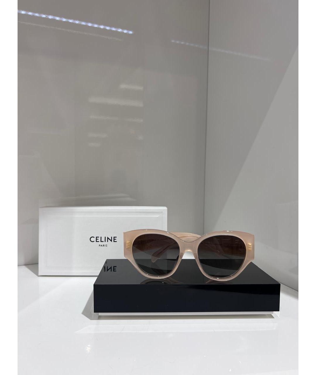 CELINE Бежевые пластиковые солнцезащитные очки, фото 3
