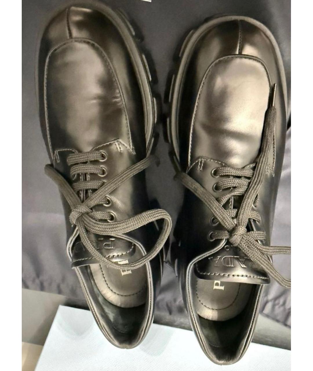 PRADA Черные кожаные ботинки, фото 3