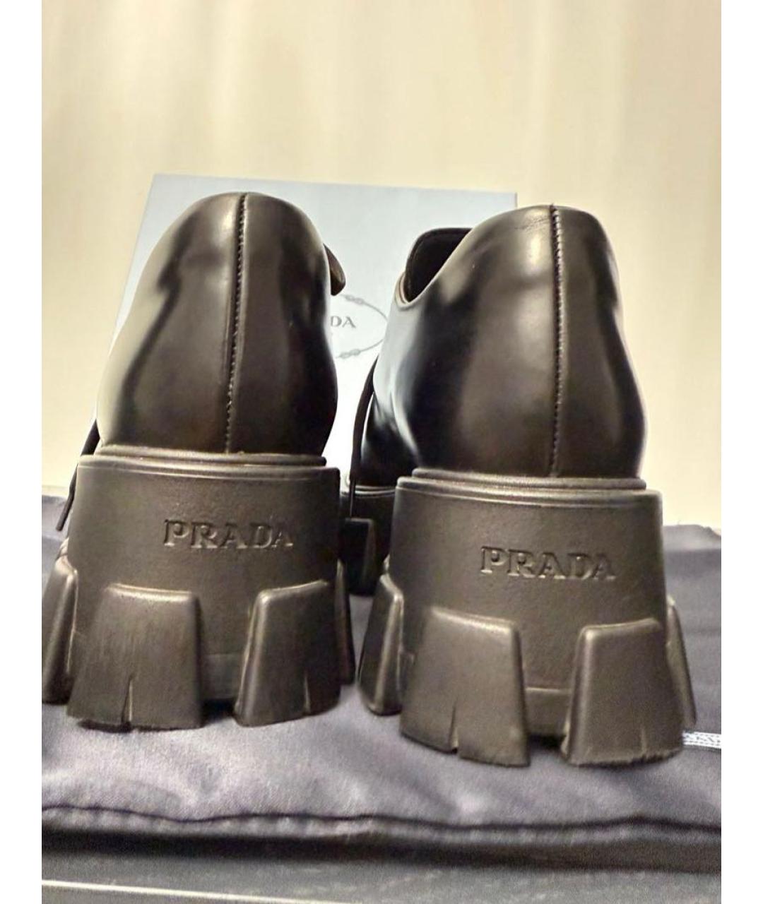 PRADA Черные кожаные ботинки, фото 4