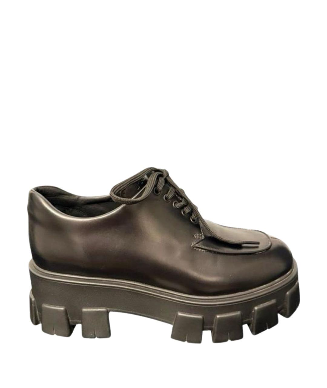 PRADA Черные кожаные ботинки, фото 1