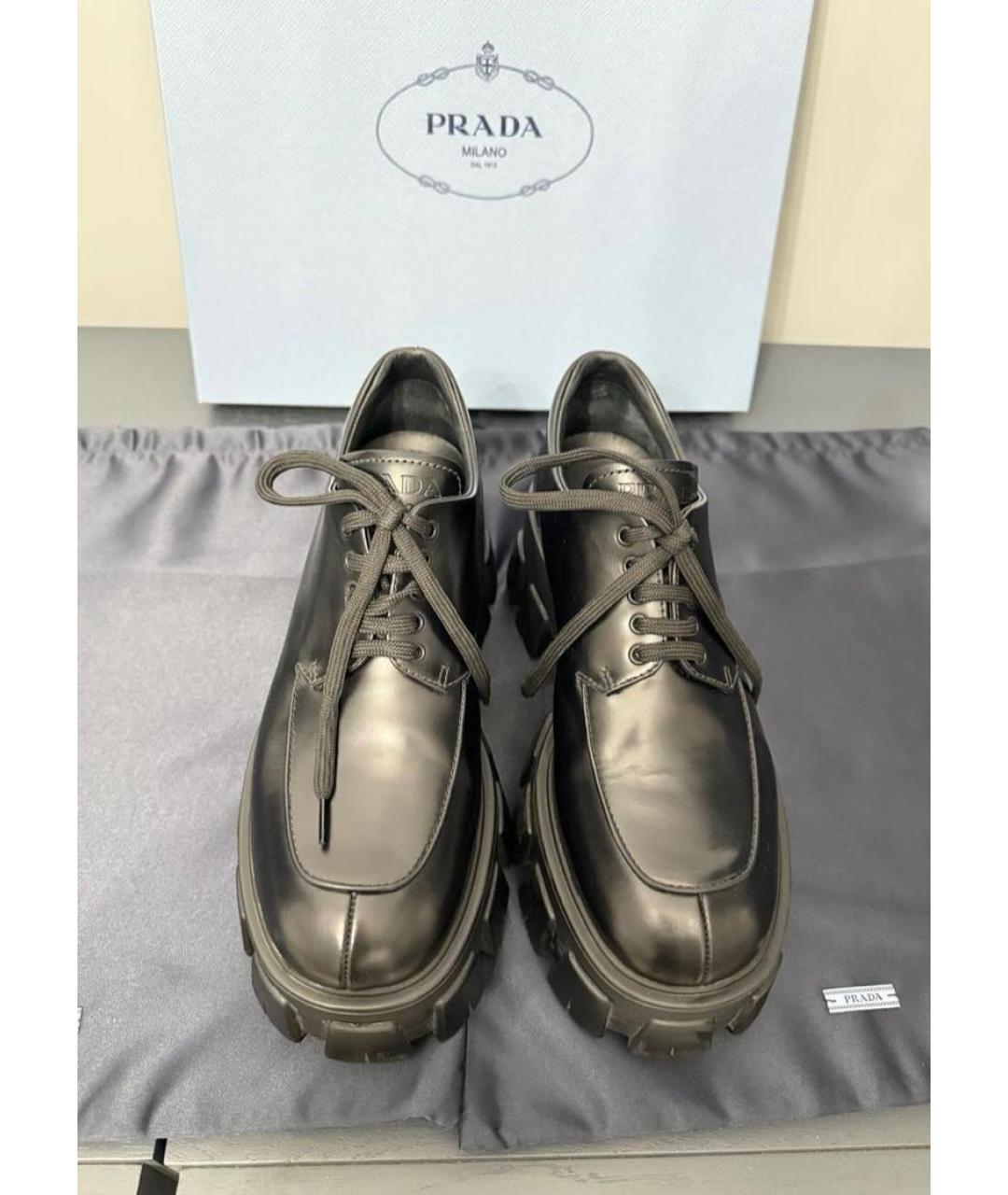 PRADA Черные кожаные ботинки, фото 2