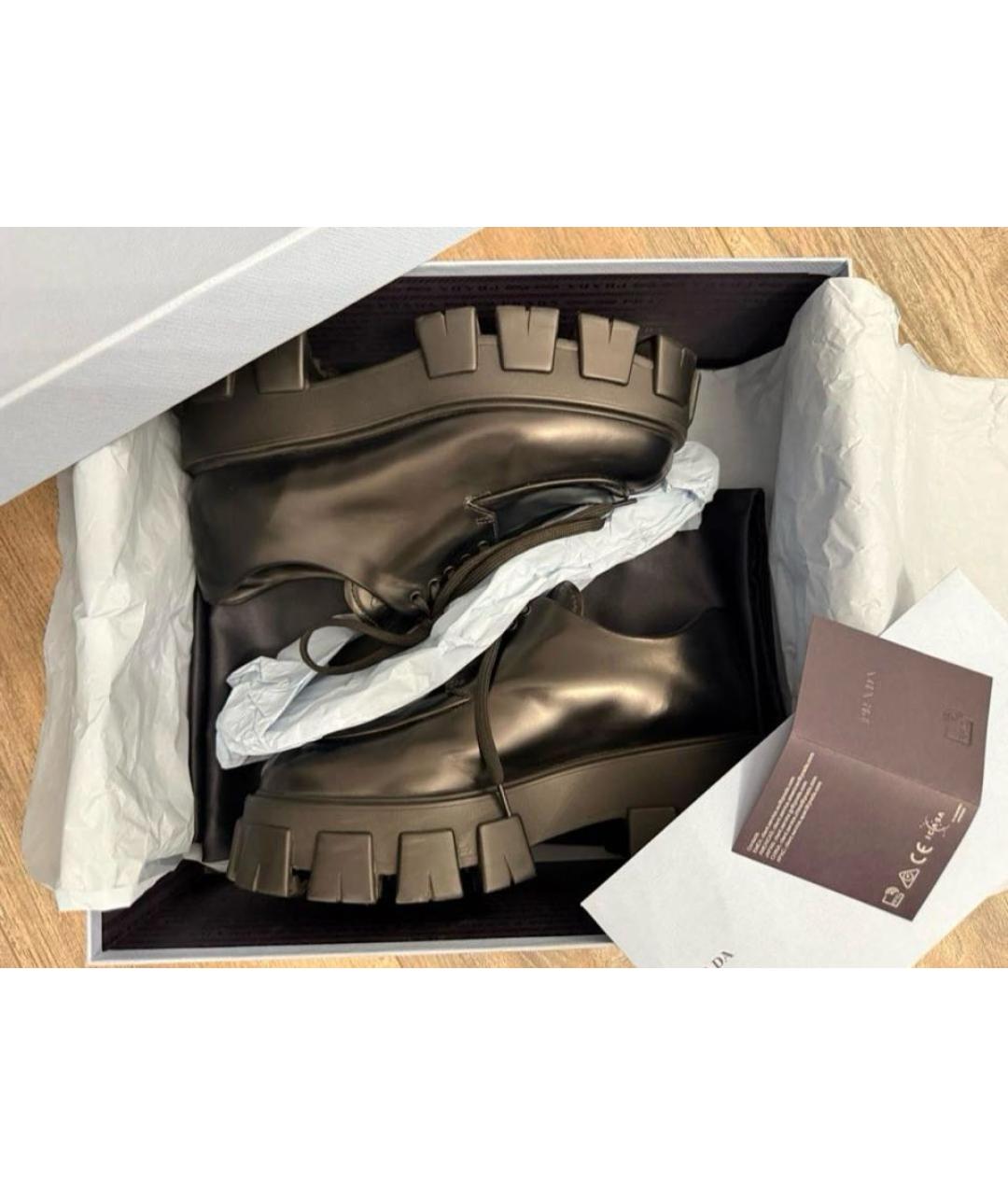 PRADA Черные кожаные ботинки, фото 5