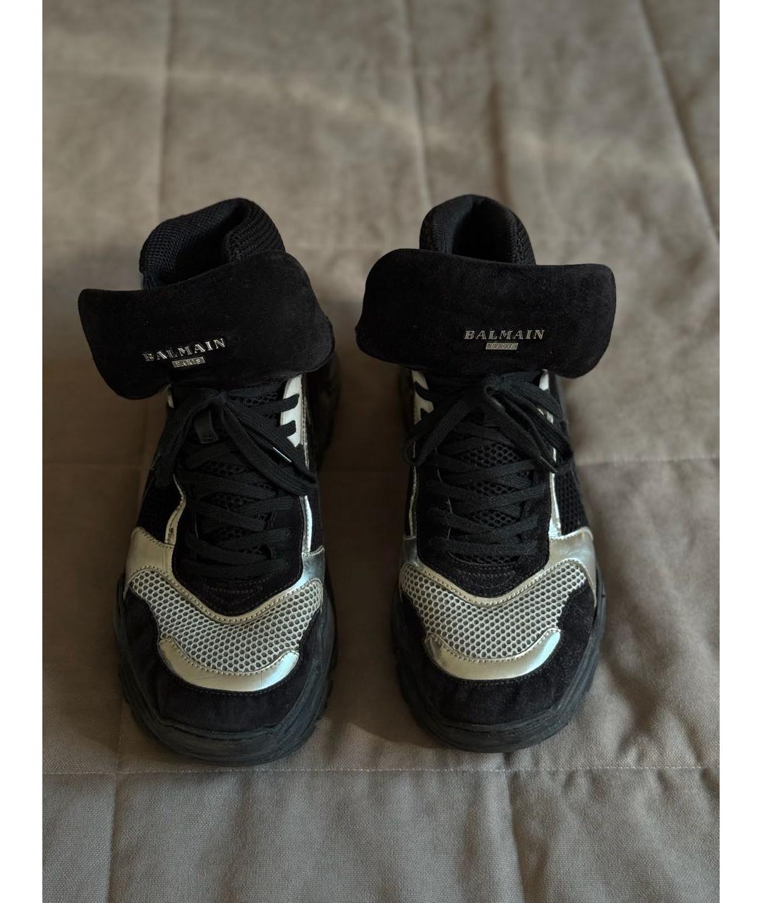 BALMAIN Черные замшевые высокие кроссовки / кеды, фото 2