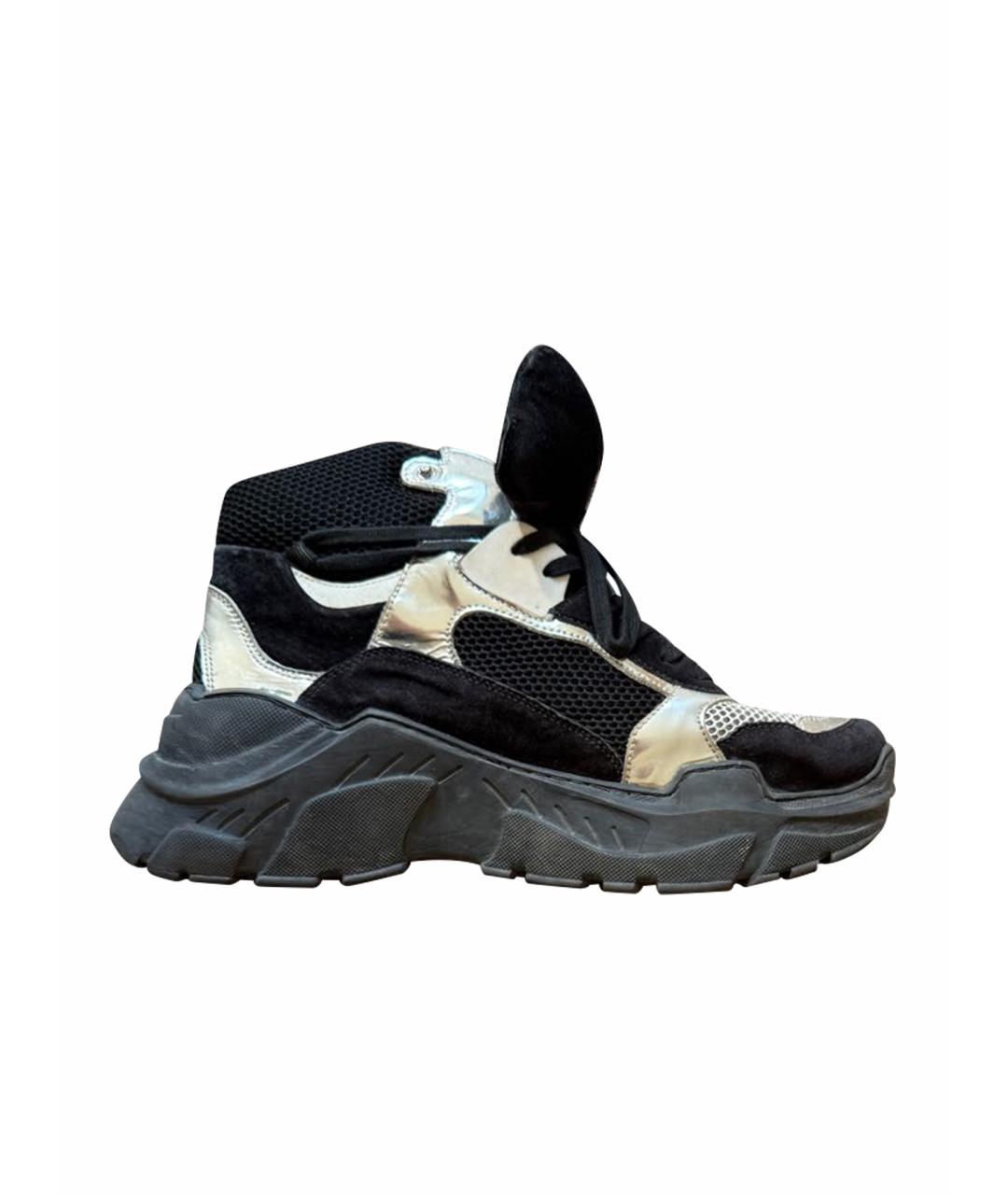 BALMAIN Черные замшевые высокие кроссовки / кеды, фото 1