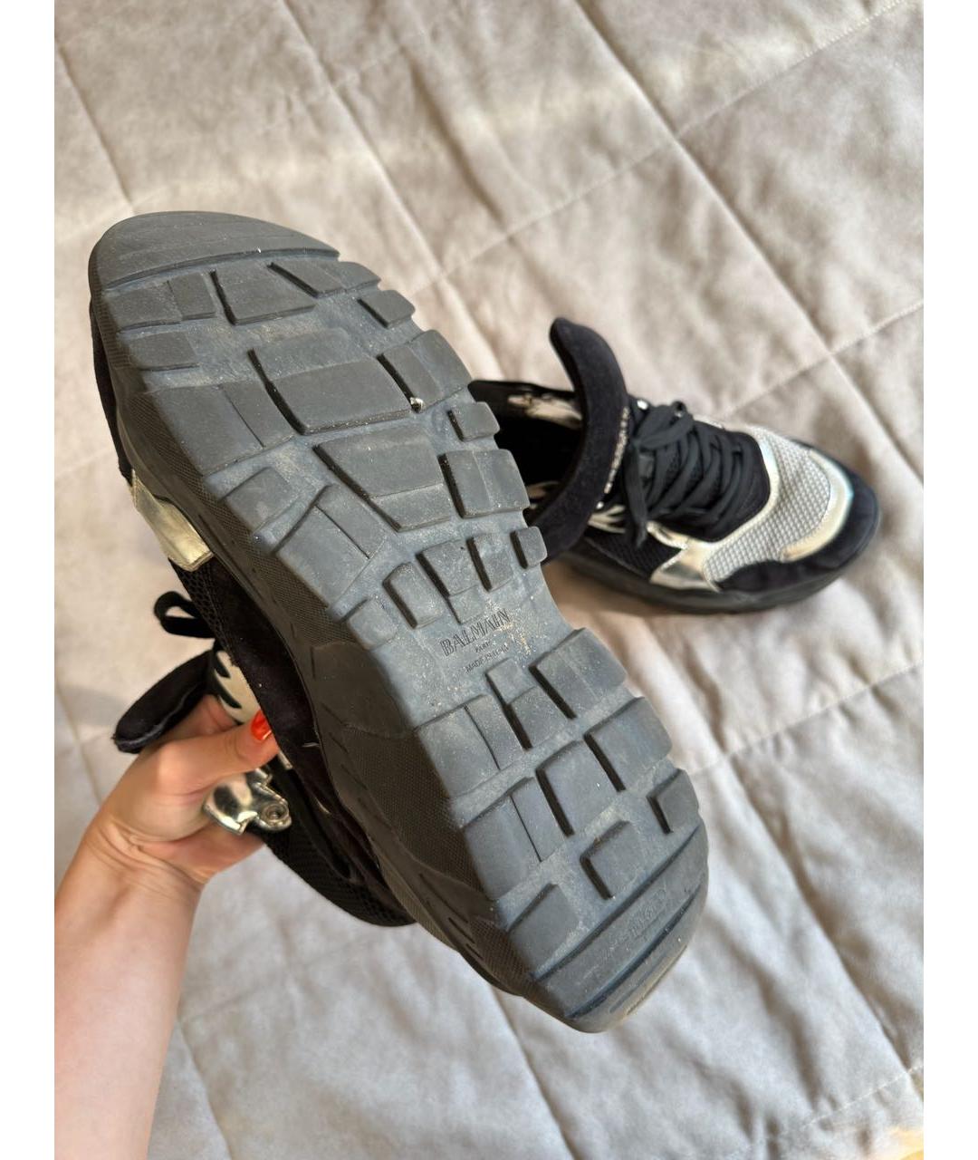 BALMAIN Черные замшевые высокие кроссовки / кеды, фото 5