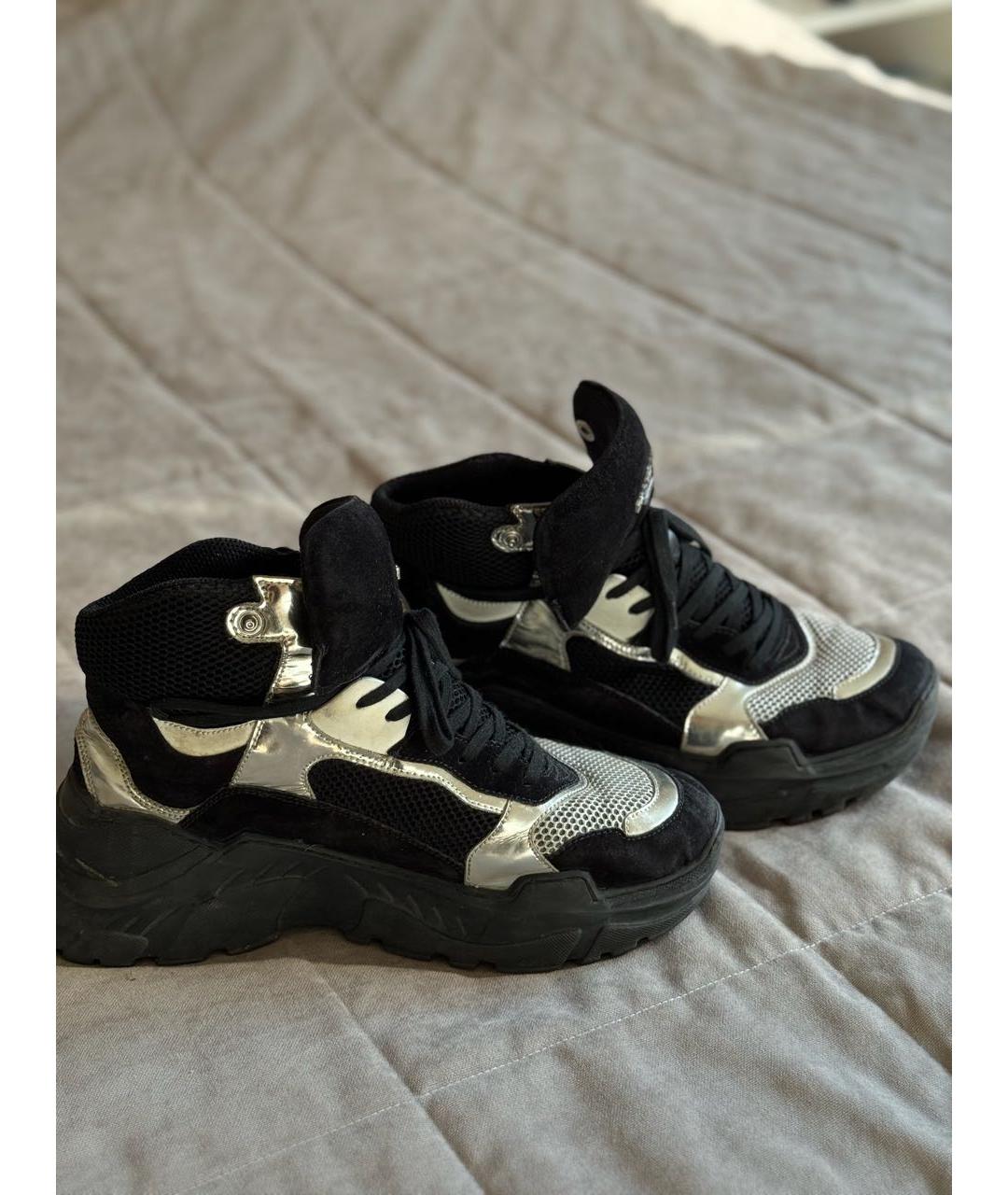 BALMAIN Черные замшевые высокие кроссовки / кеды, фото 6