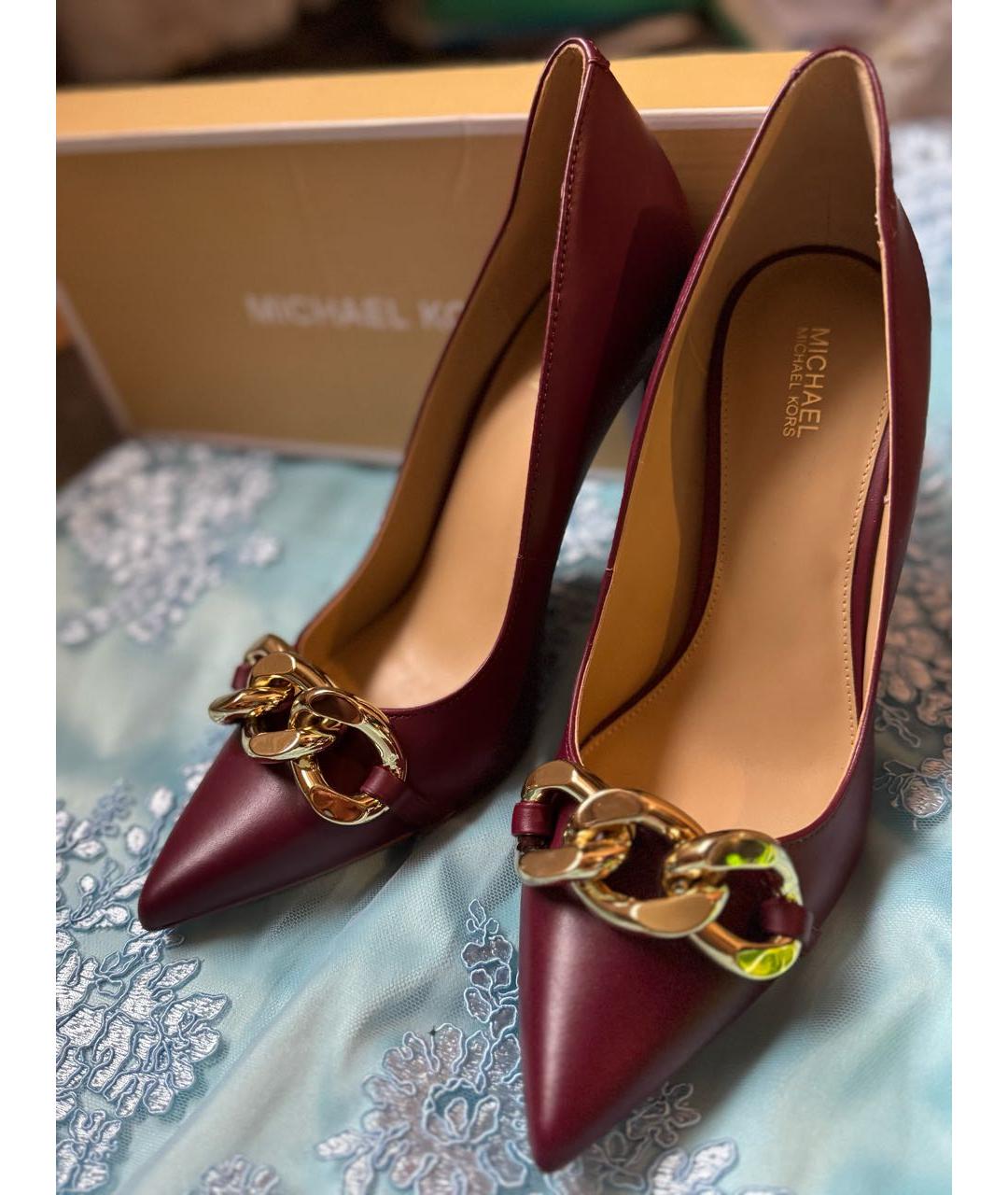 MICHAEL KORS Бордовые кожаные туфли, фото 4